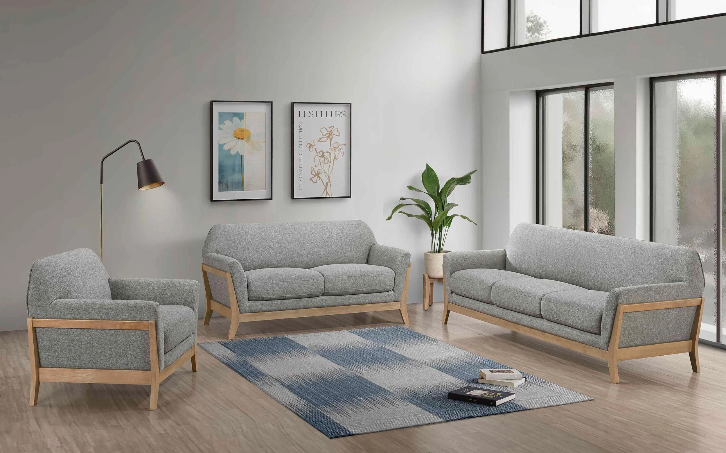 Vaughn Gray Fabric Upholstered Flared Arm Accent Chair - Image 10