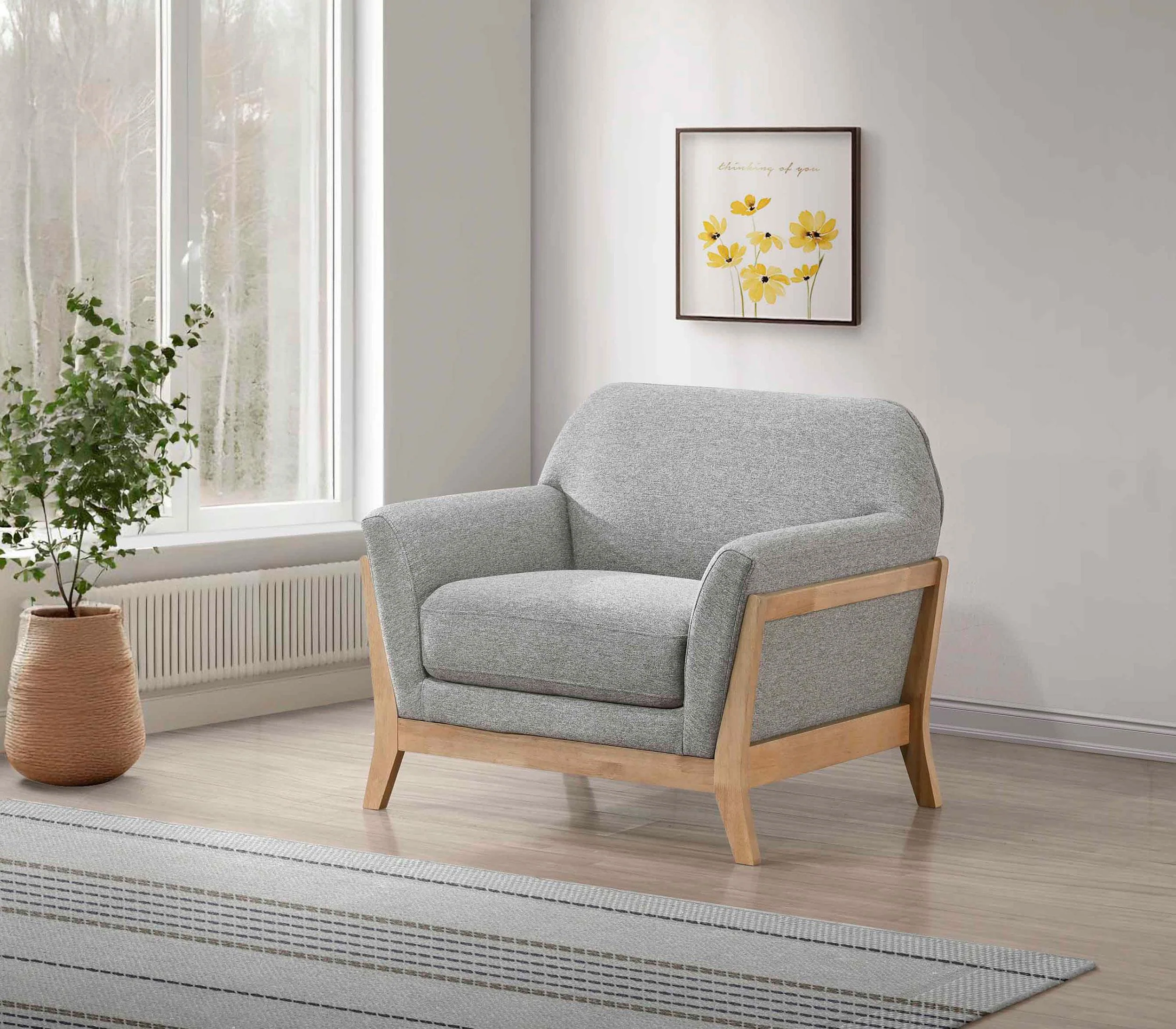 Vaughn Gray Fabric Upholstered Flared Arm Accent Chair - Image 2