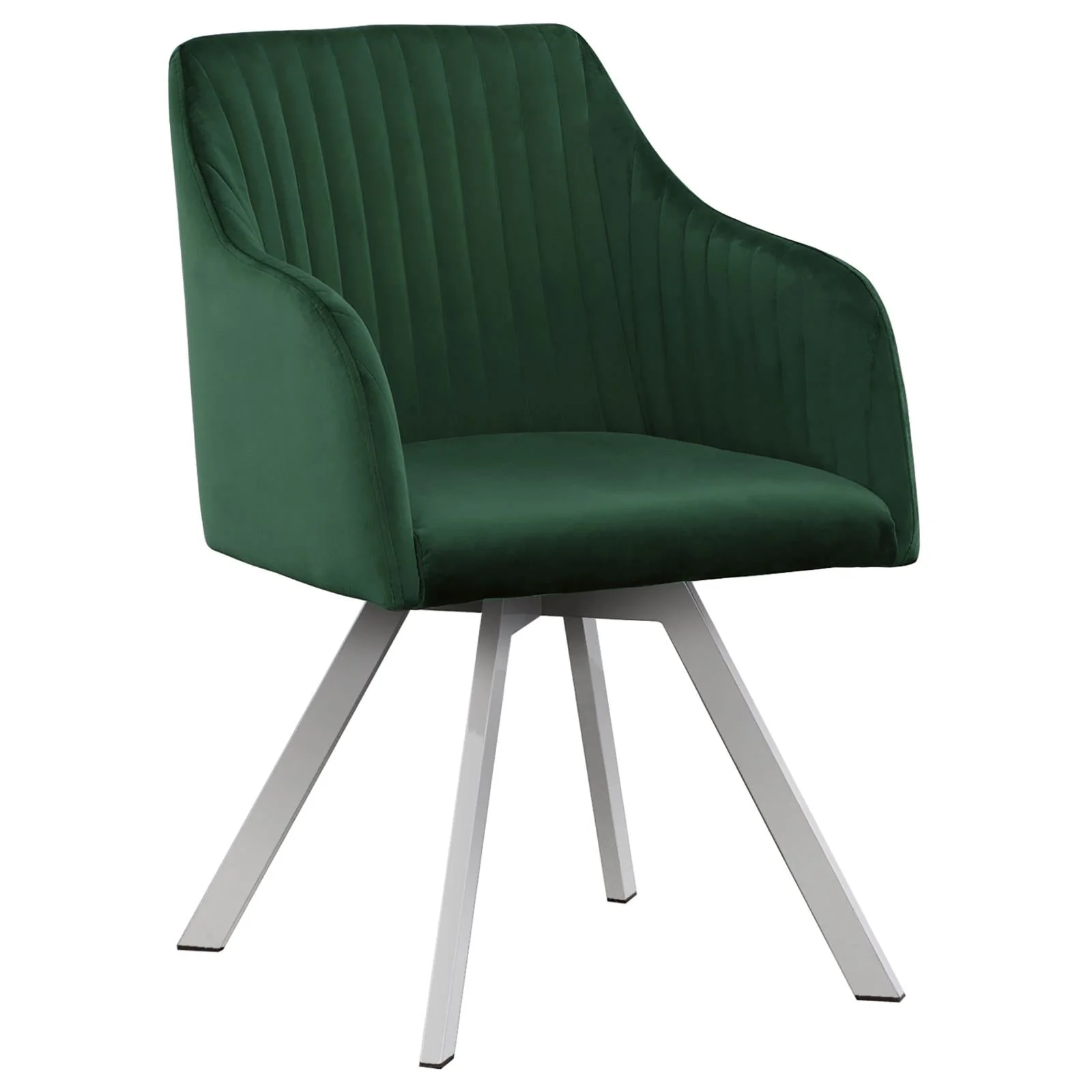 Veena Chrome and Green Round Dining Room Set with Swivel Chairs - Image 3