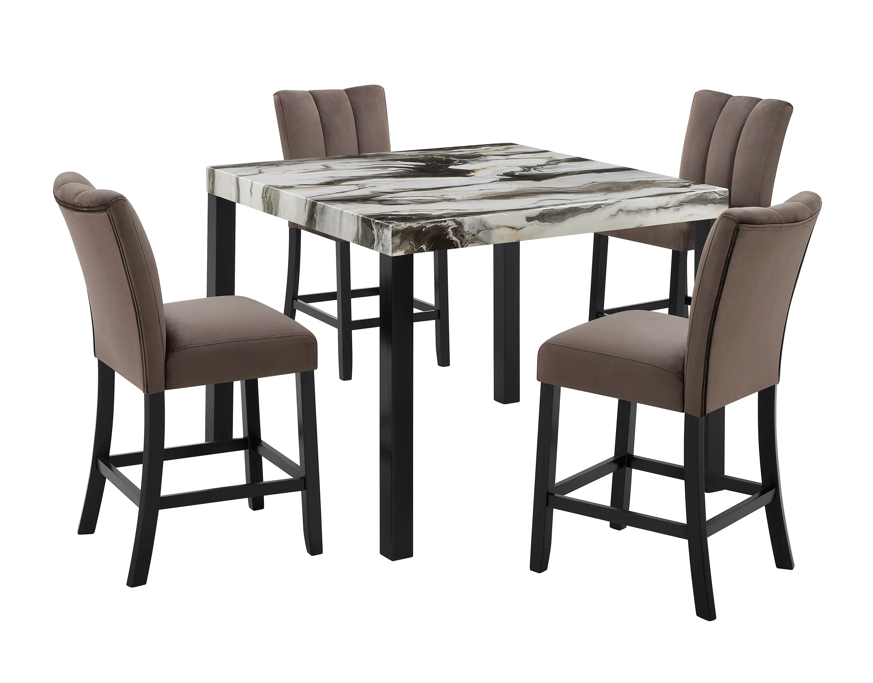 Vega Beige/Black Faux Marble Counter Height Set - Image 2