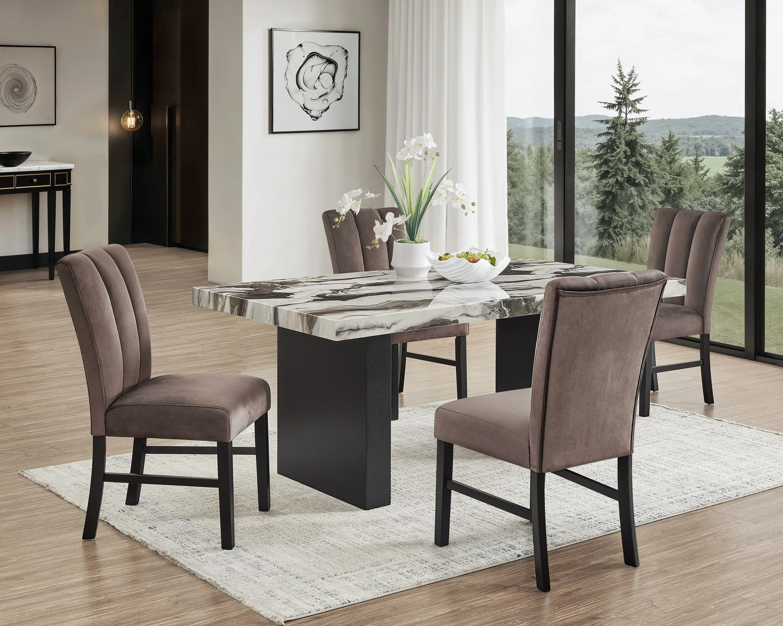 Vega Black Faux Marble Dining Table - Image 5