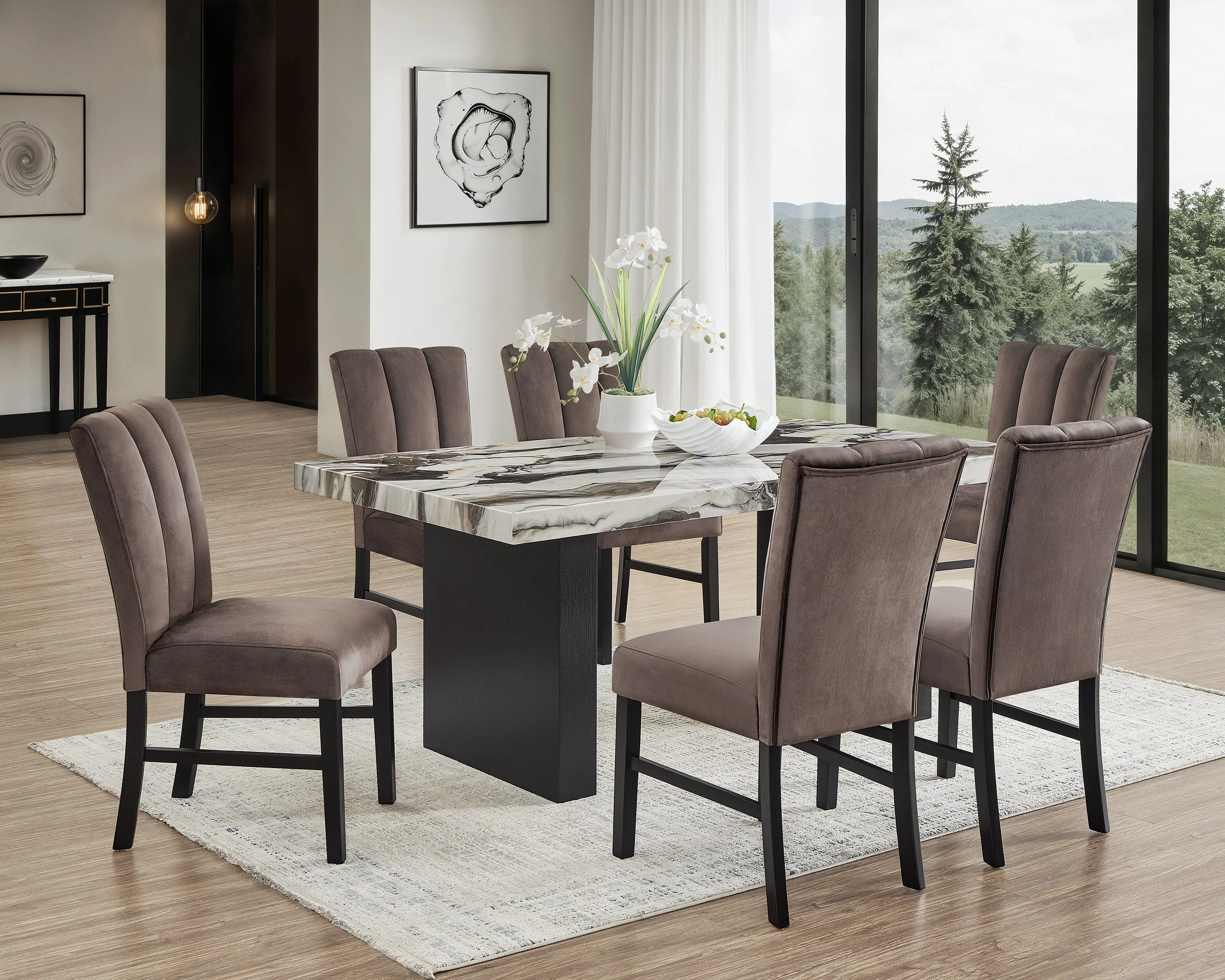 Vega Black Faux Marble Dining Table - Image 6