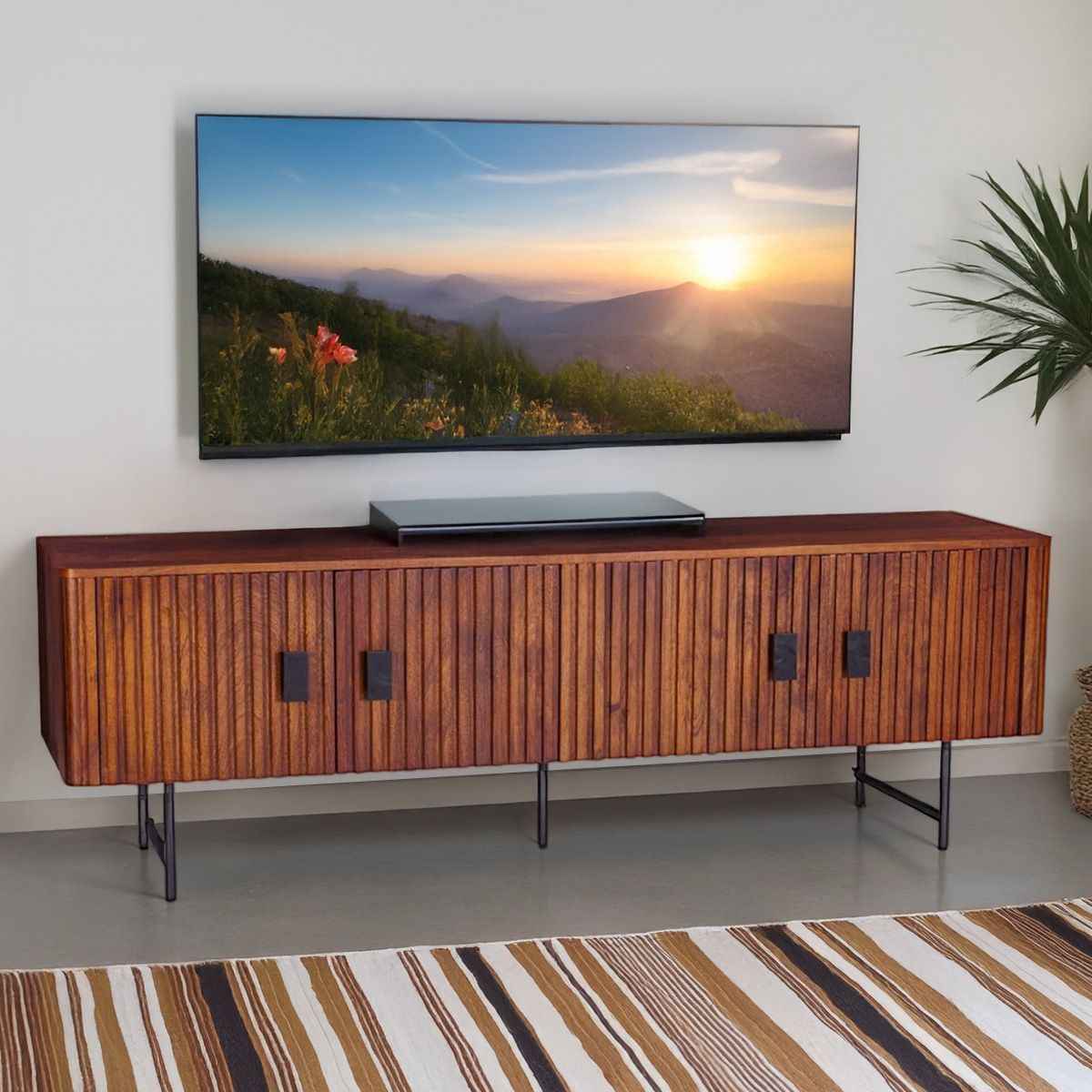 Verbania 67" Media Cabinet in Pecan Brown - Image 3