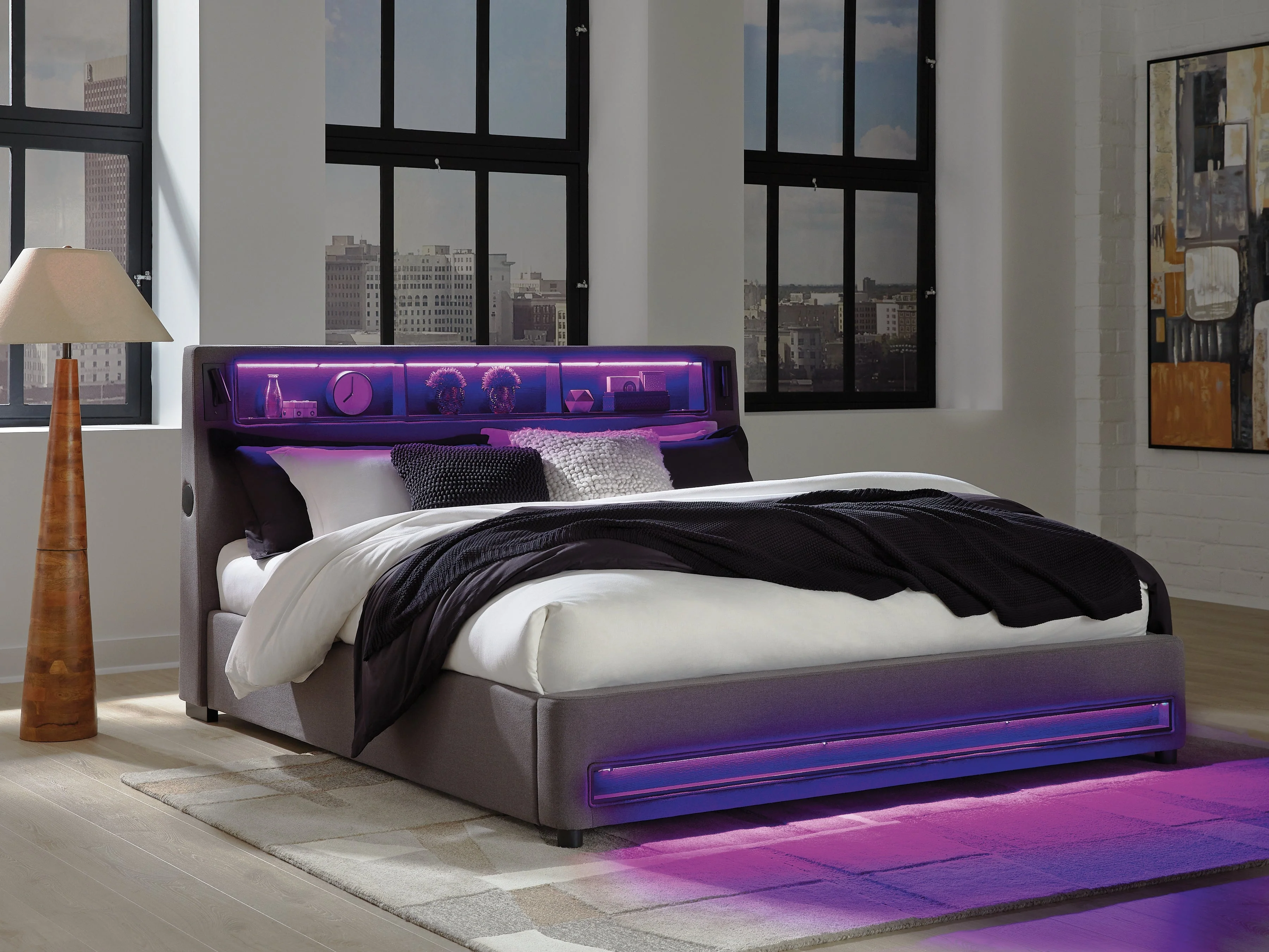 Verishaw Gray Queen Upholstered Bed - Image 14