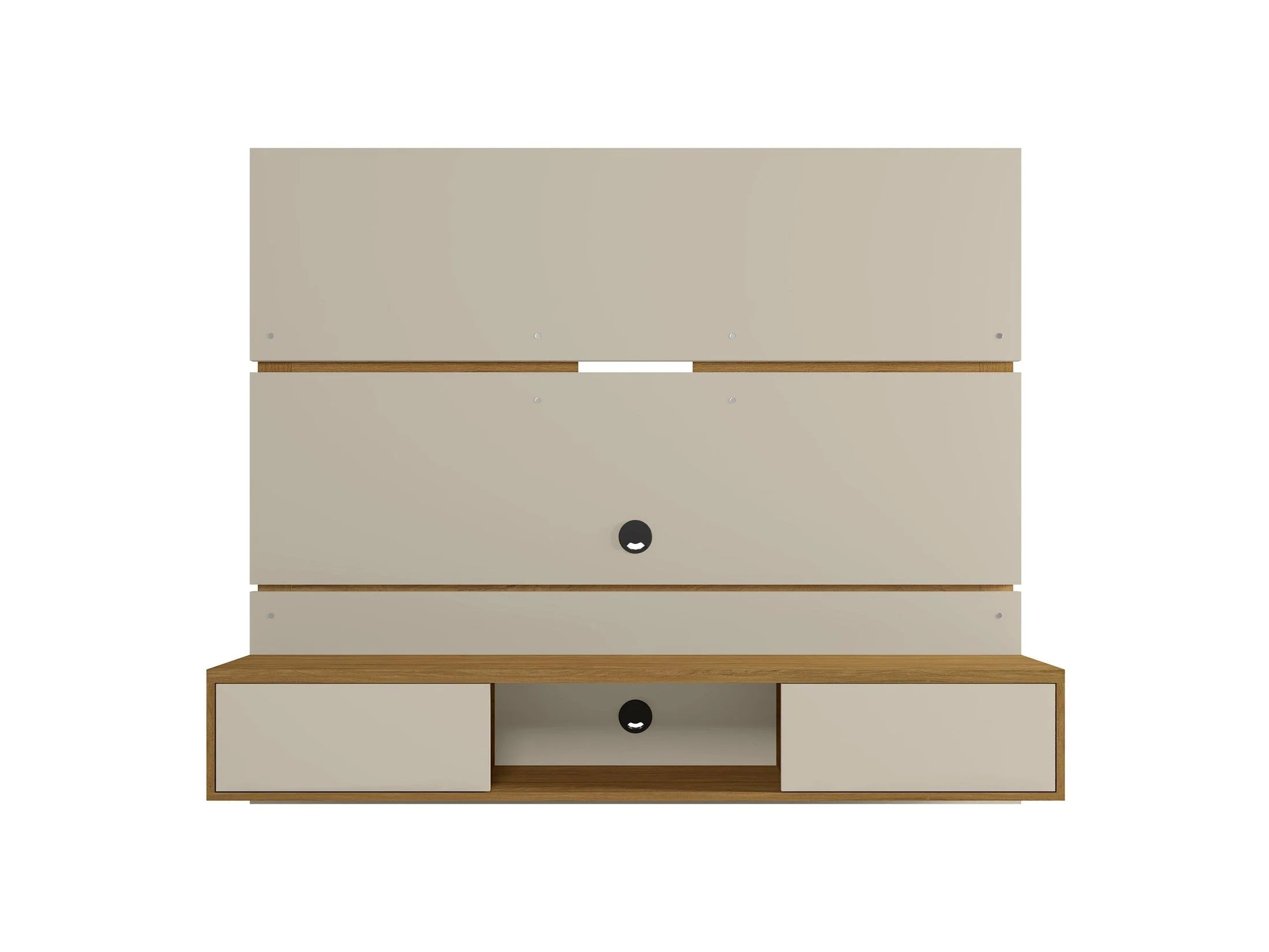 Vernon 62.99 Floating Entertainment Center in Off White and Cinnamon