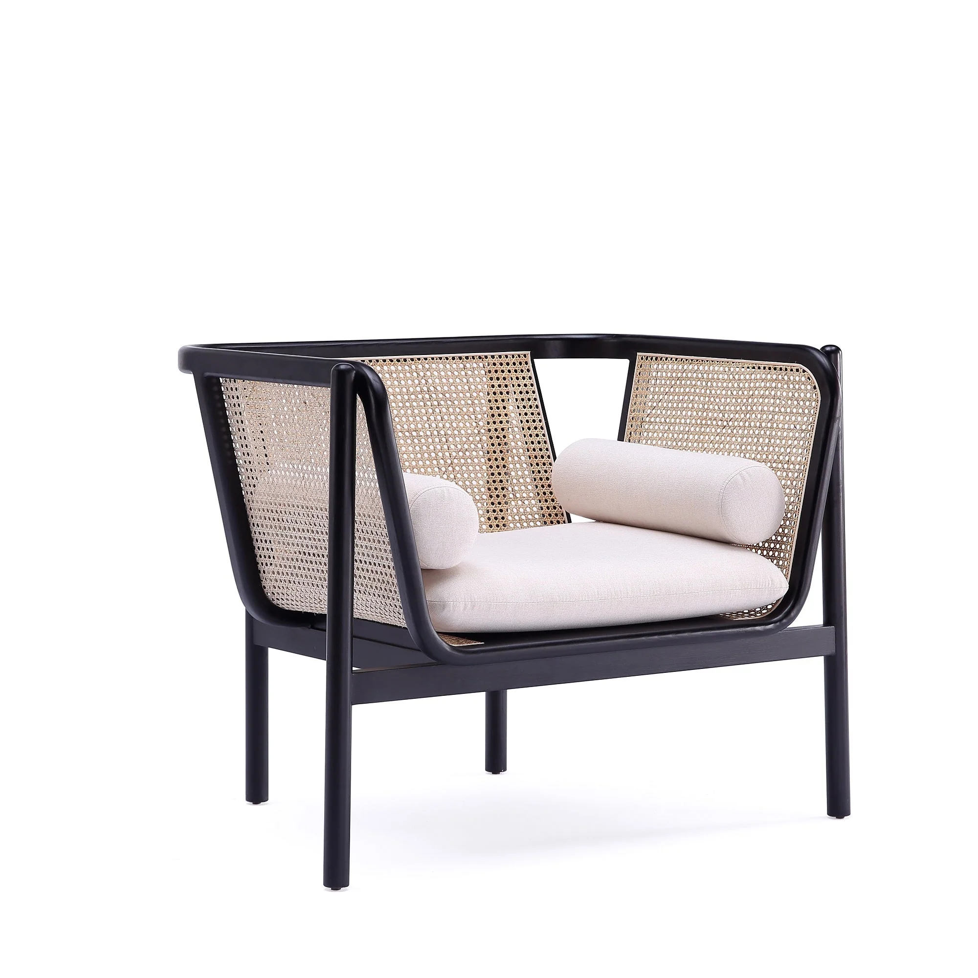 Versailles Accent Chair in Black, Natural Cane and Cream (set of 2) - Image 4