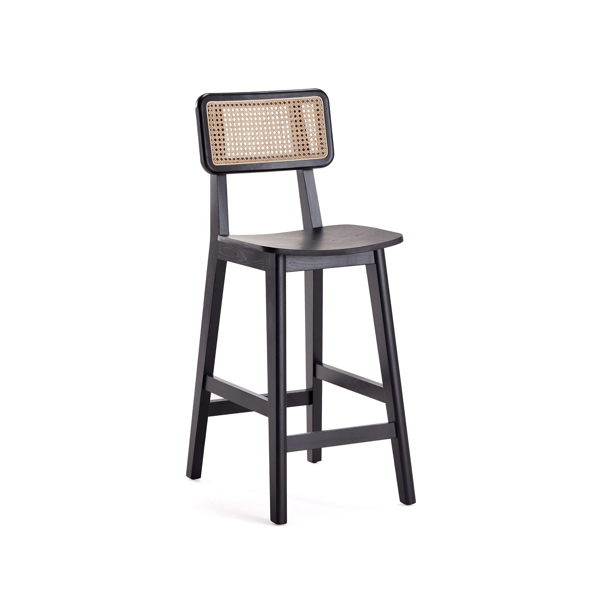 Versailles Counter Stool in Black and Natural Cane (set of 3) - Image 4