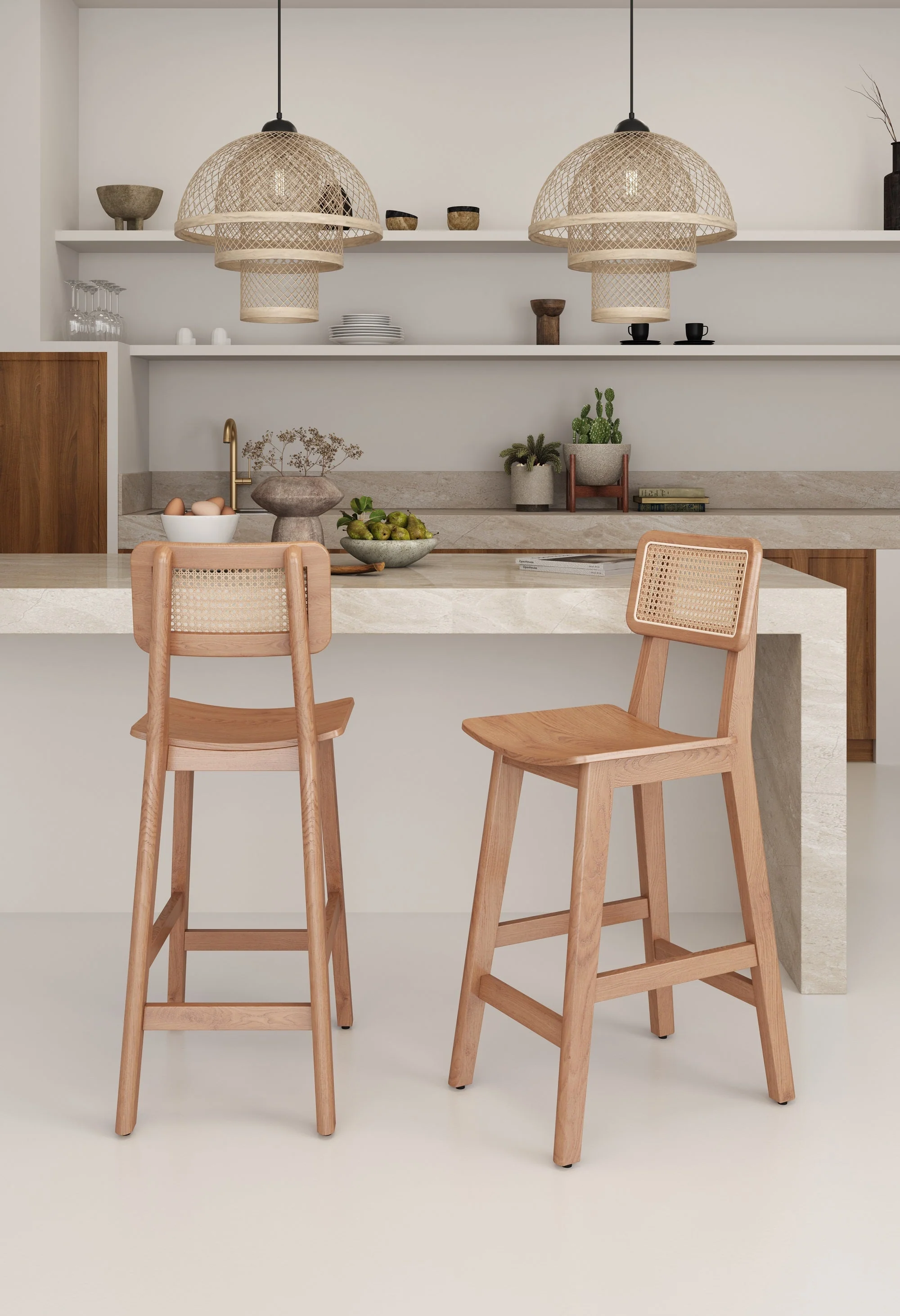 Versailles Counter Stool in Nature Cane (set of 3) - Image 2
