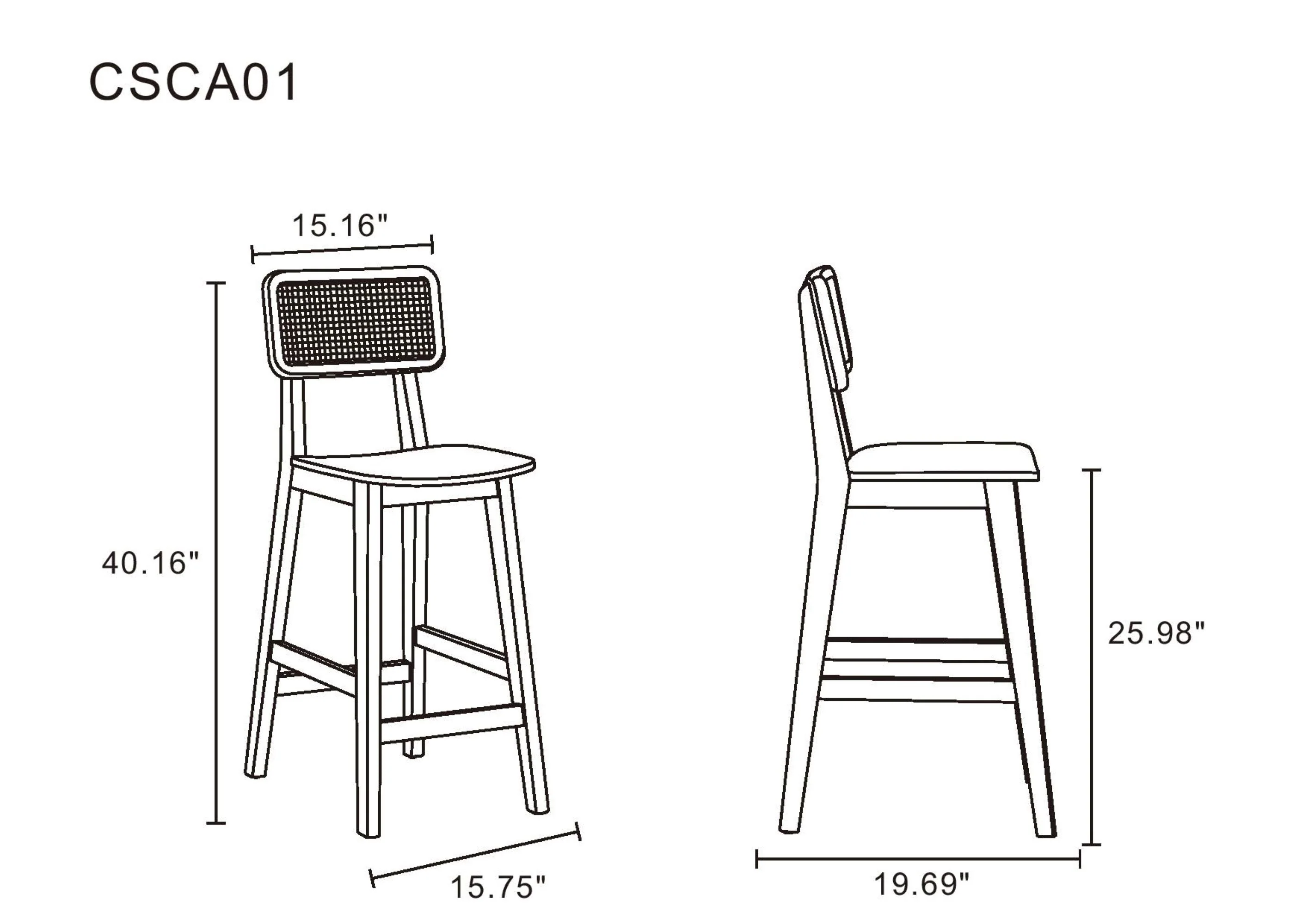 Versailles Counter Stool in Nature Cane (set of 3) - Image 3