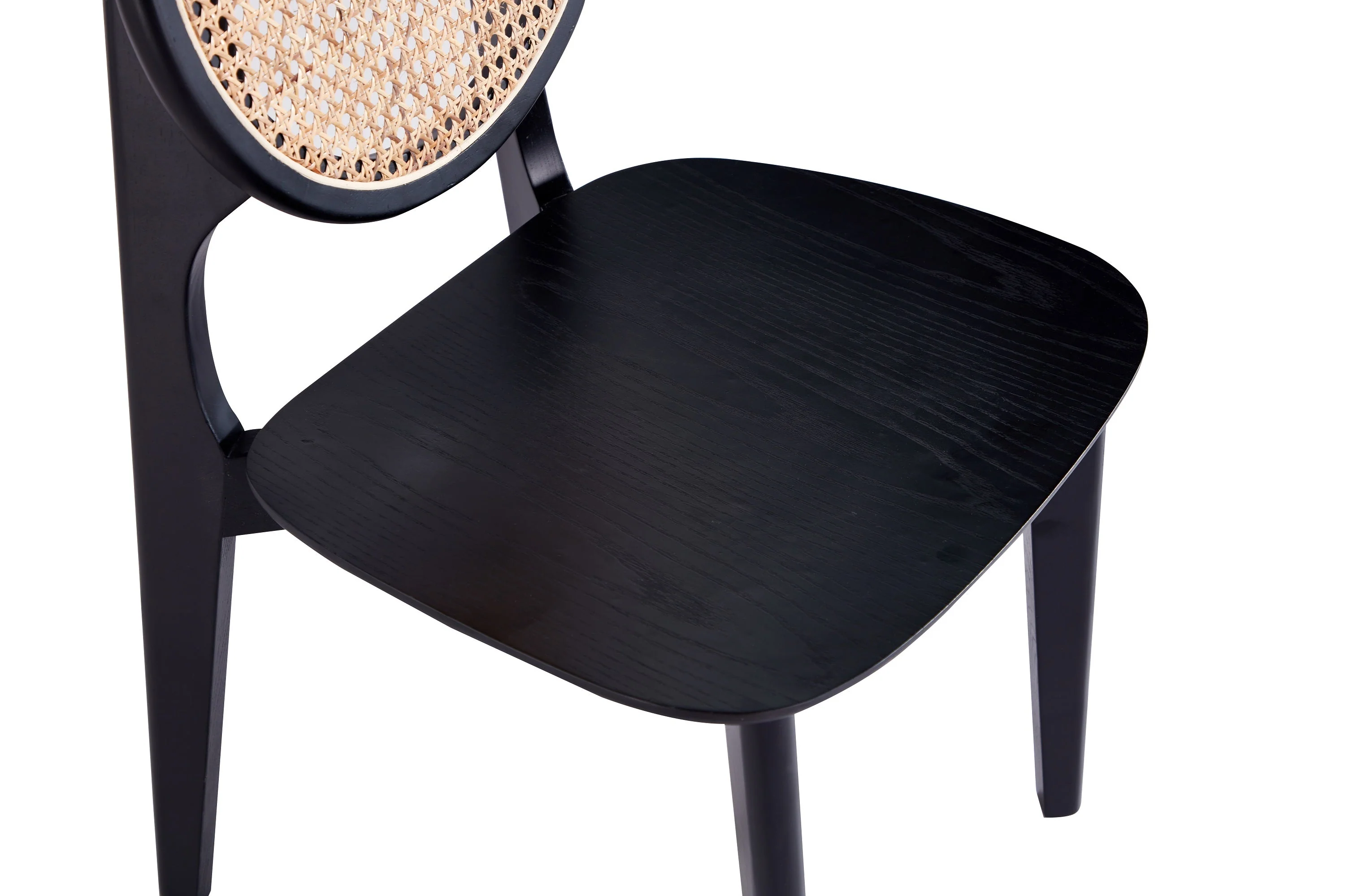 Versailles Round Dining Chair in Black and Natural Cane (set of 2) - Image 8