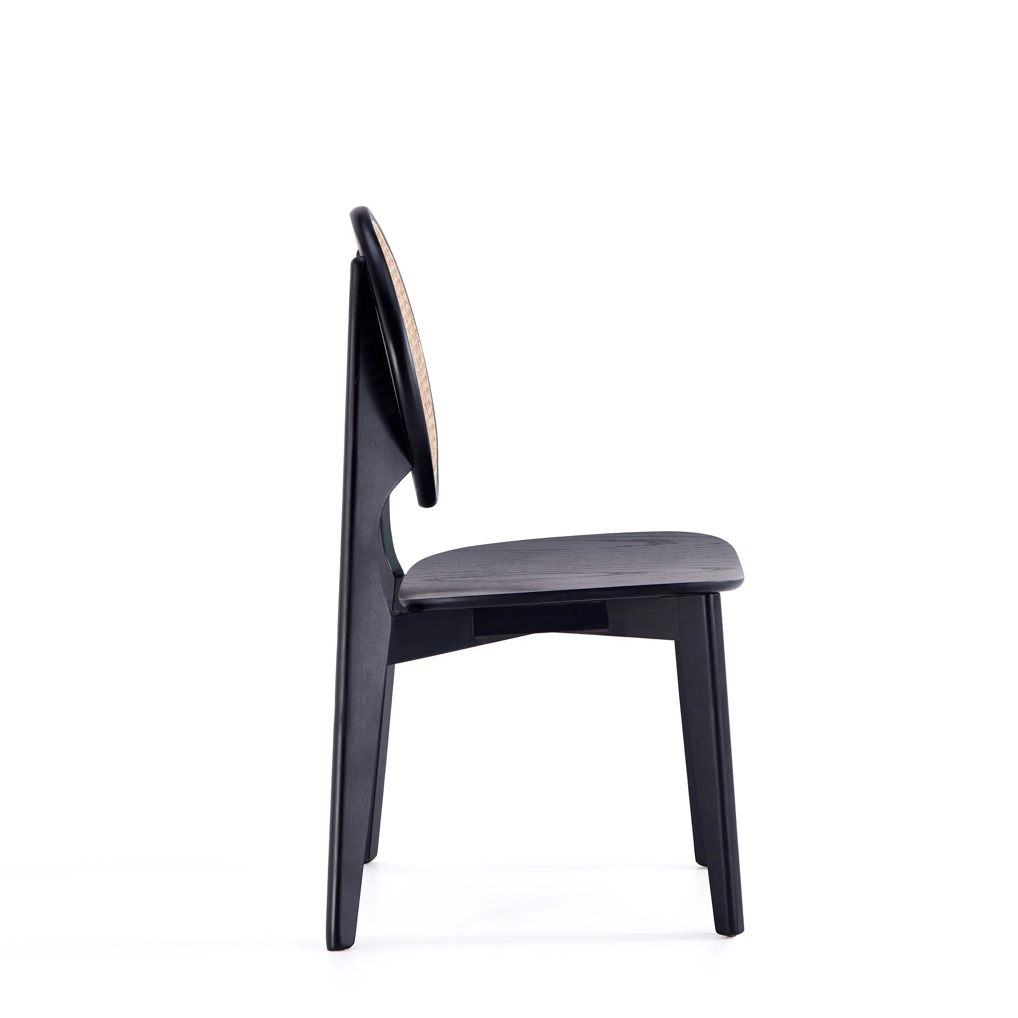 Versailles Round Dining Chair in Black and Natural Cane (set of 4) - Image 5