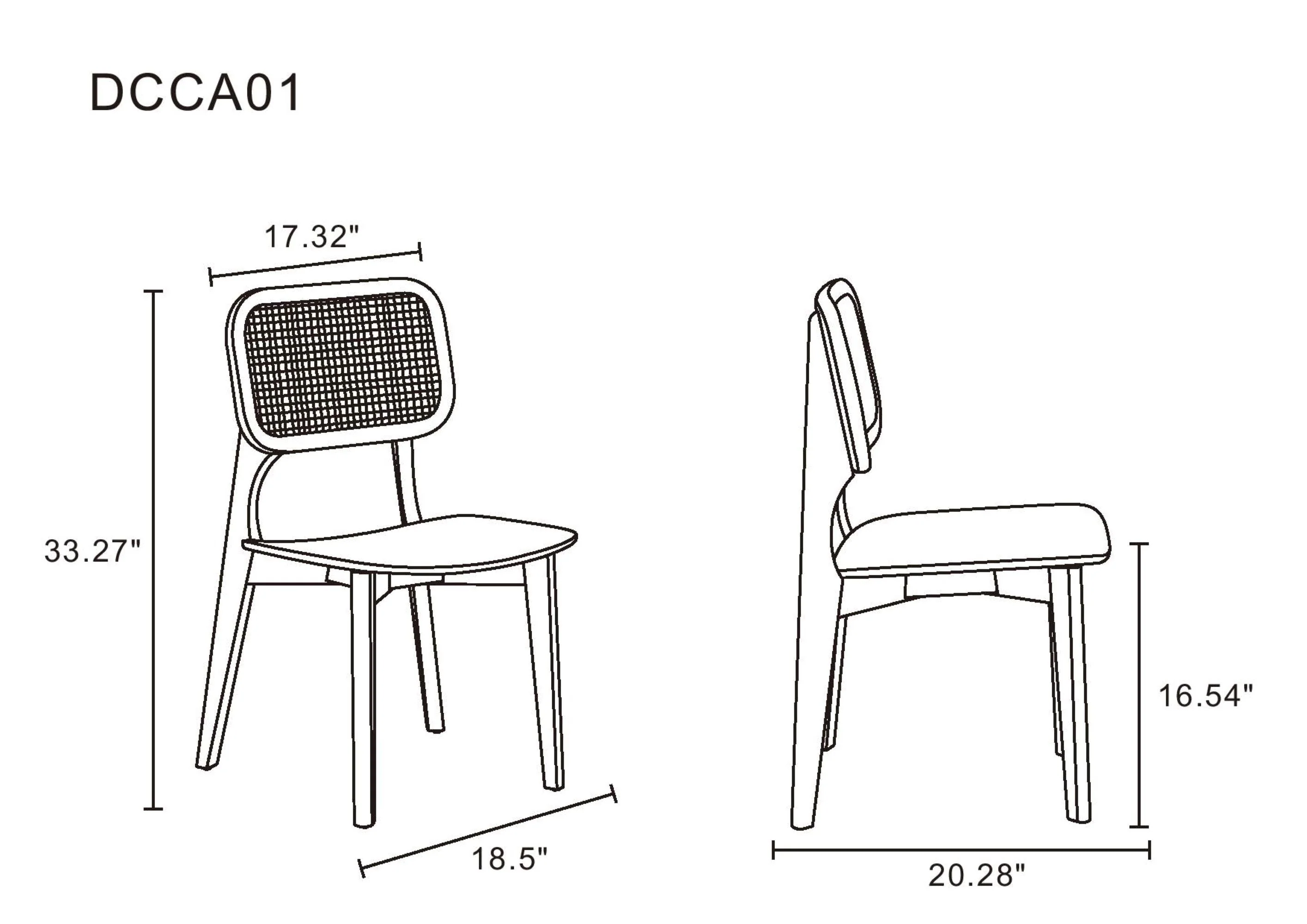 Versailles Square Dining Chair in Black and Natural Cane (set of 4) - Image 3