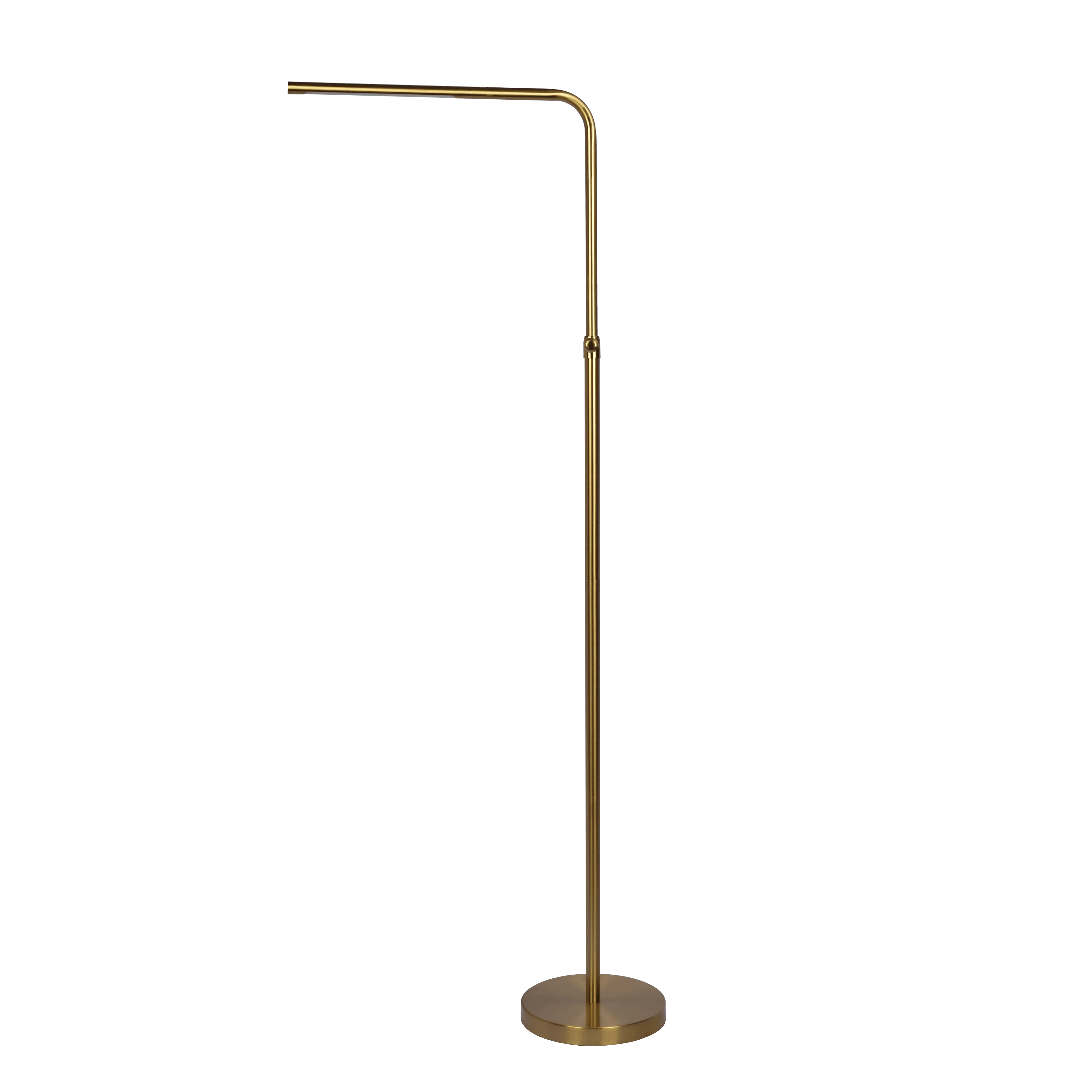 Verve Brassed Gold Floor Lamp with On/Off Switch Adjustable Led Round Base
