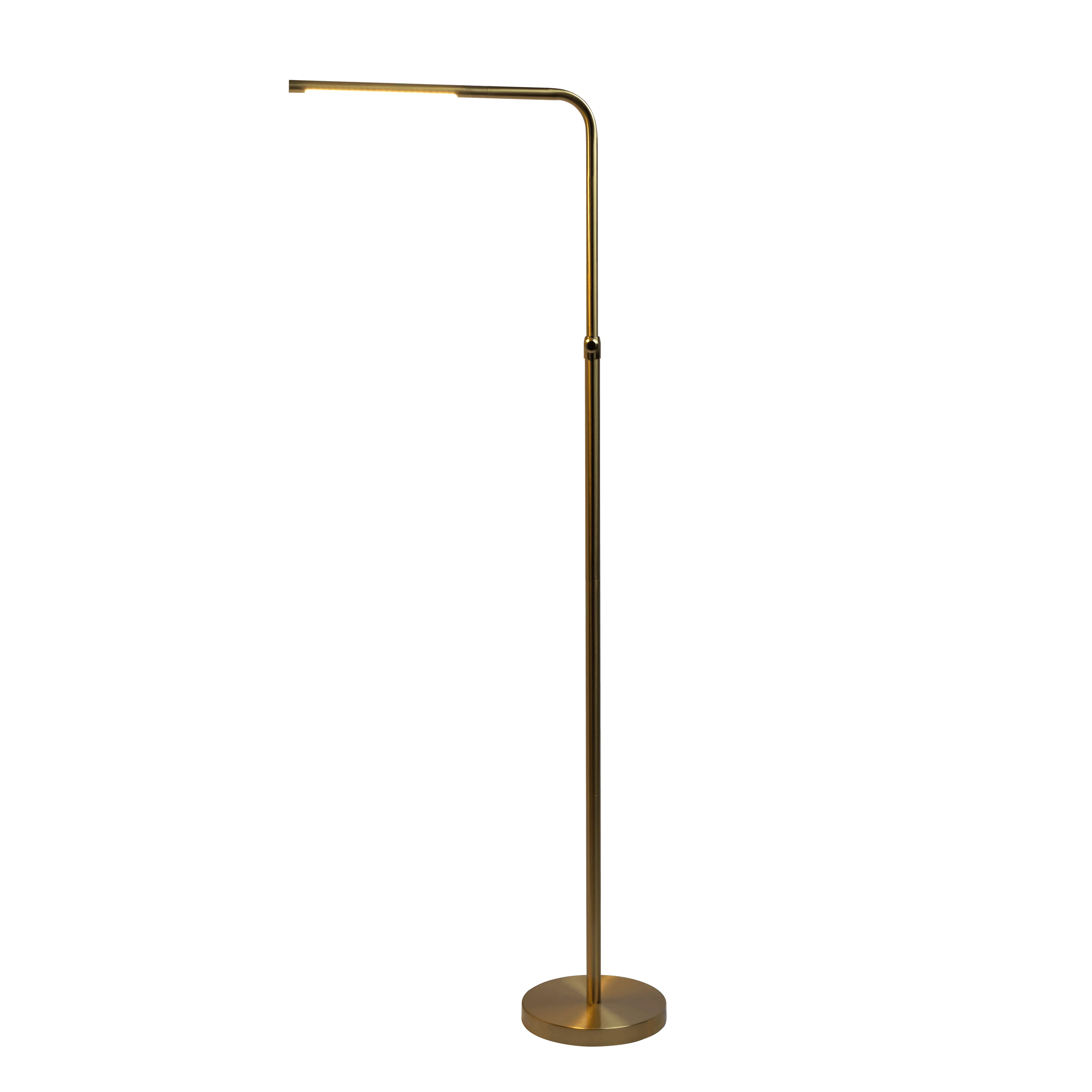 Verve Brassed Gold Floor Lamp with On/Off Switch Adjustable Led Round Base - Image 3