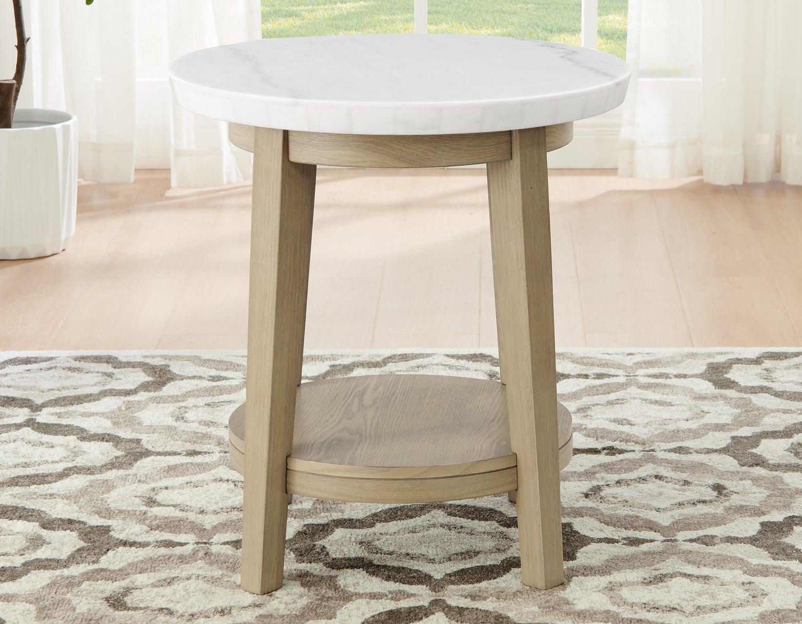 Vida 22″ Round White Marble Top End Table - Image 2