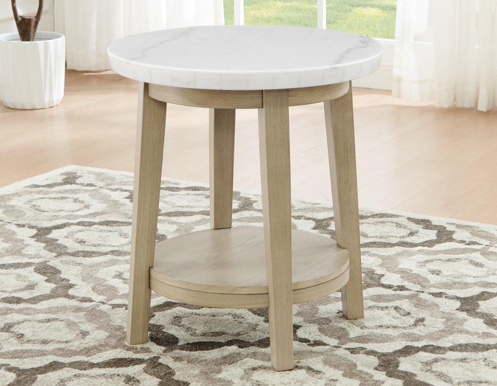 Vida 22″ Round White Marble Top End Table - Image 3