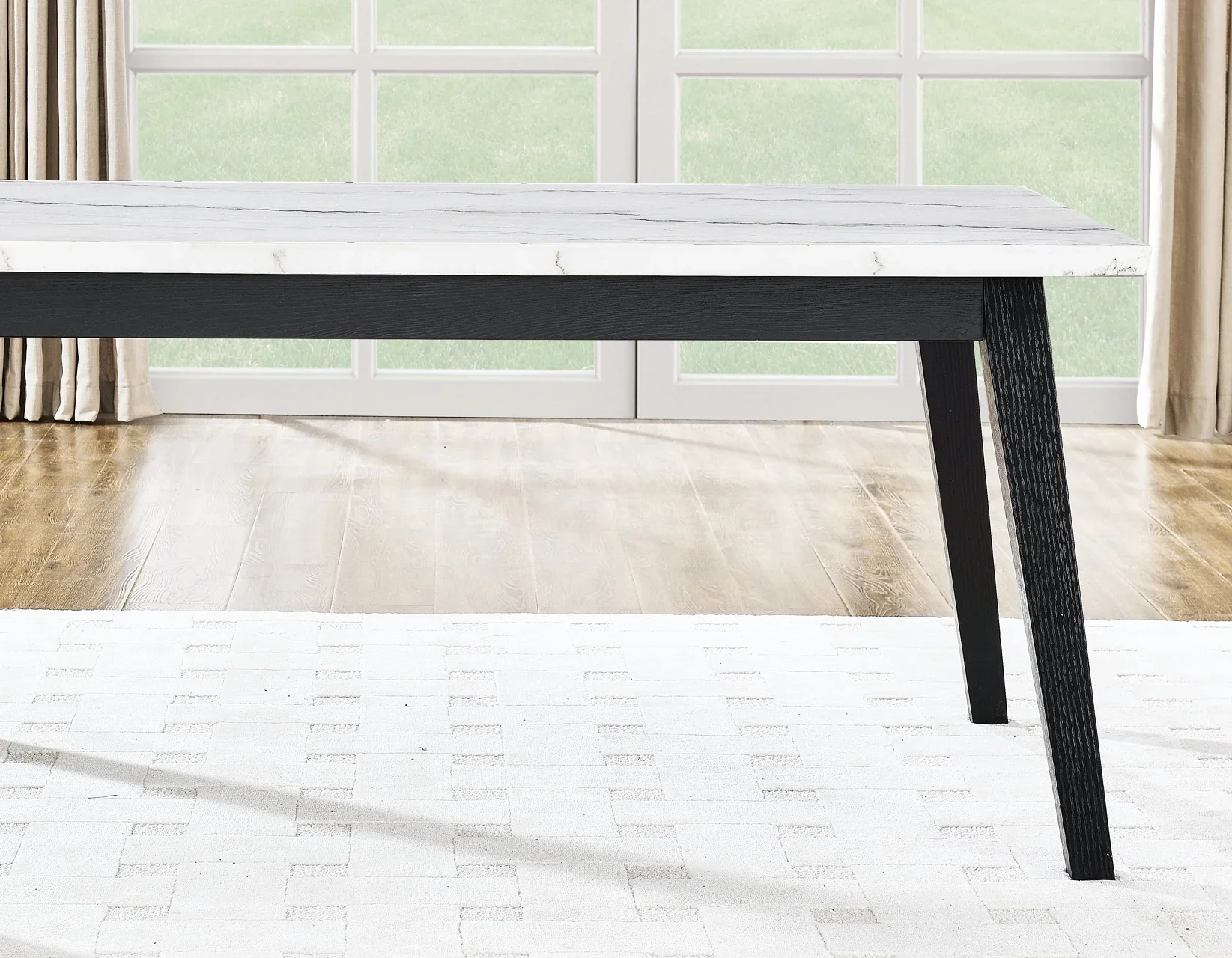 Vida 72″ White Marble Top Dining Table, Black Finish - Image 4