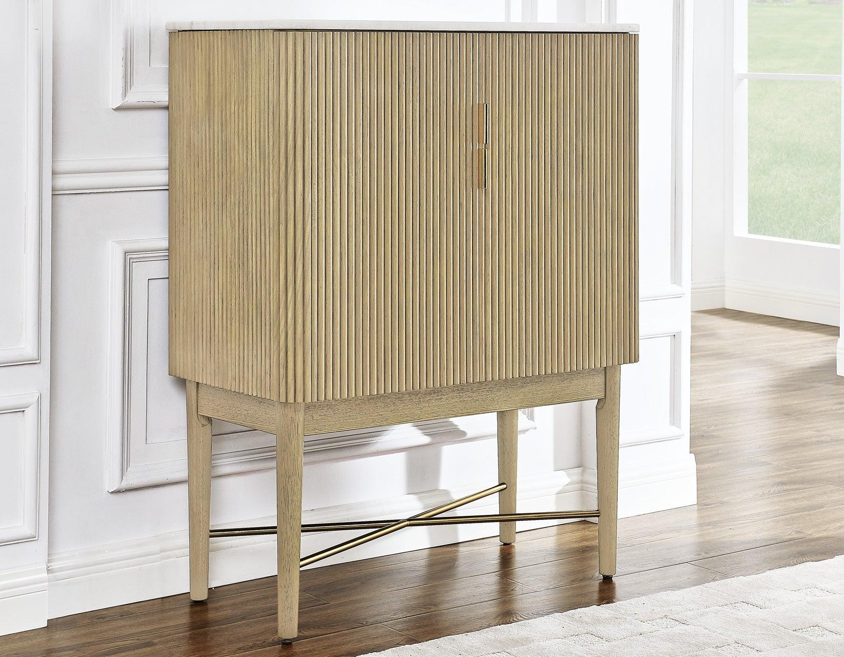 Vida Marble Top WIne Cabinet, Blonde Finish - Image 3