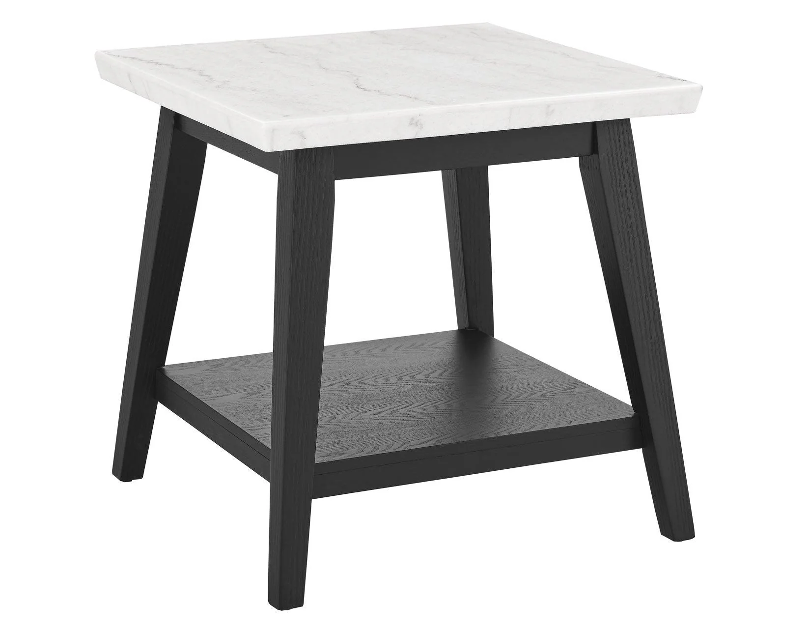 Vida White Marble Top End Table, Black Finish - Image 4
