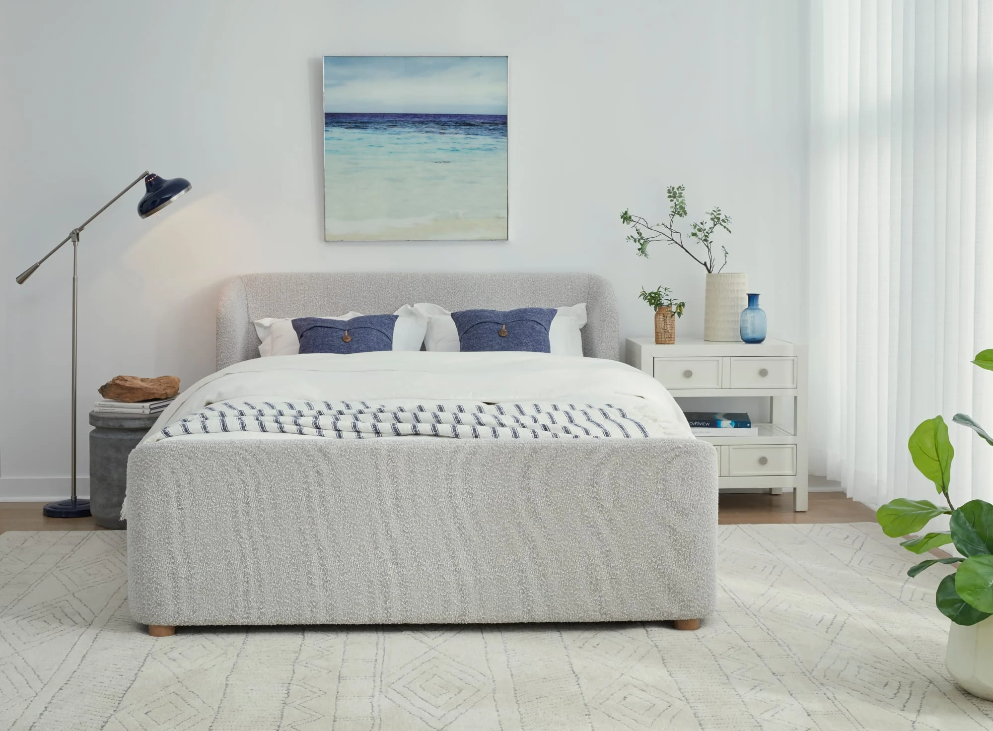 Virgil Kiki Cotton Ball California King Upholstered Platform Bed - Image 3