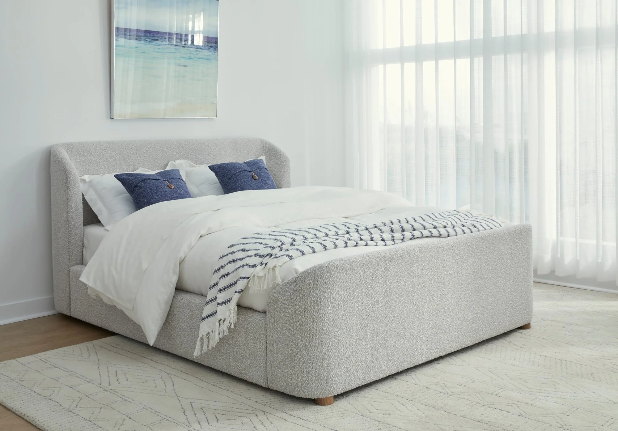 Virgil Kiki Cotton Ball California King Upholstered Platform Bed - Image 4