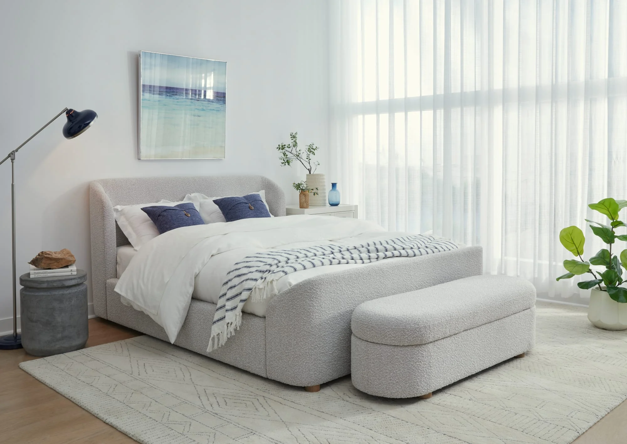 Virgil Kiki Cotton Ball Upholstered Hinged Storage Bench - Image 7