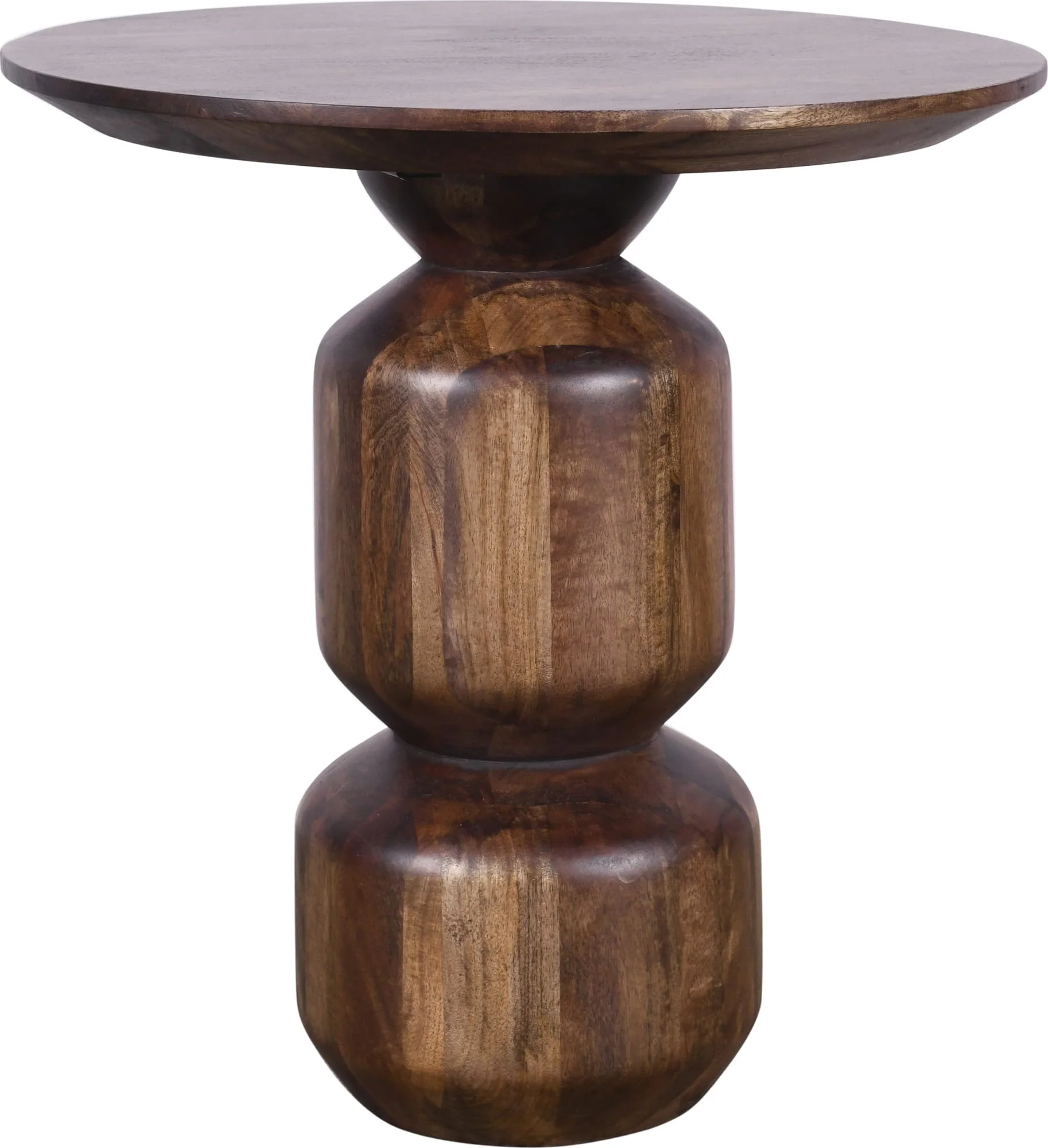 Virton Smoked Brown Solid Wood Round End Table - Image 4
