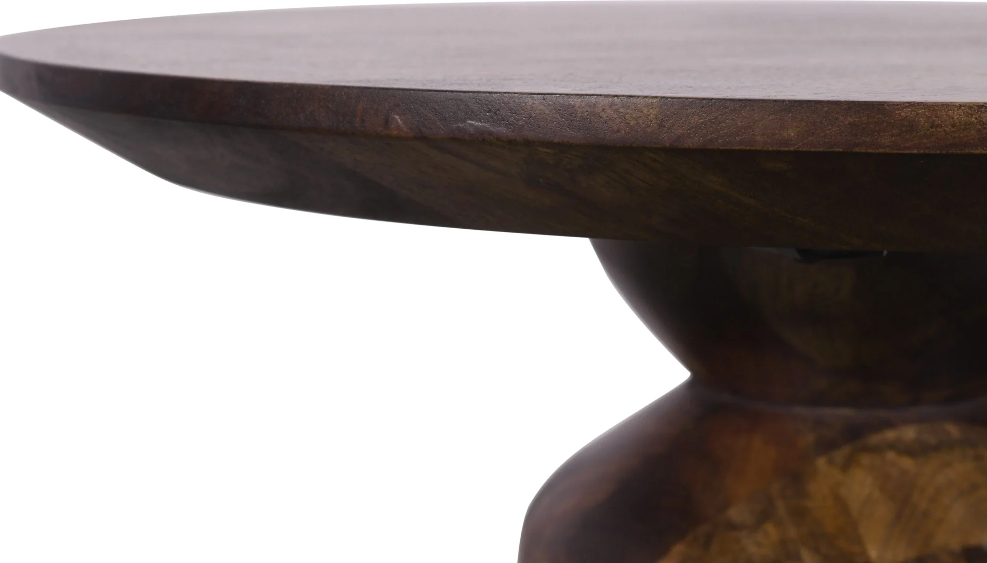 Virton Smoked Brown Solid Wood Round End Table - Image 5