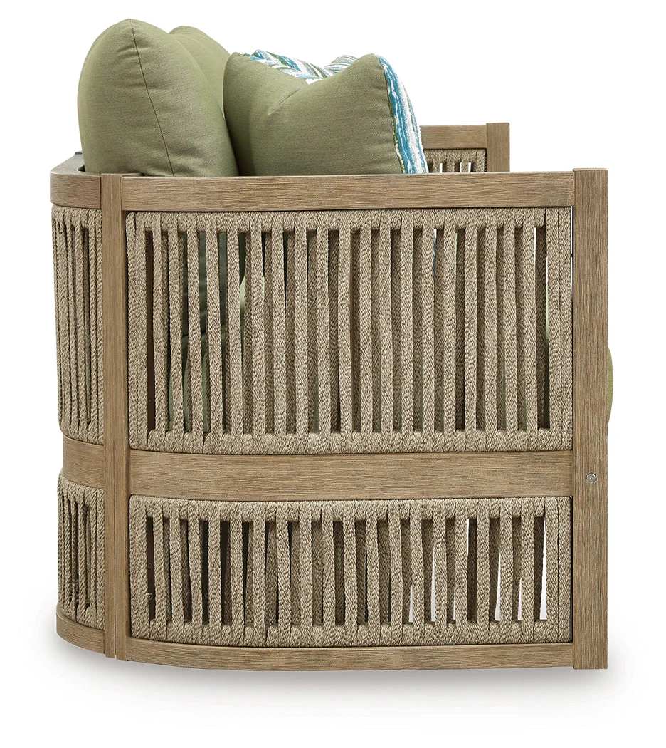 Vision Lane Beige/Green Outdoor Sofa with Cushion - Image 4