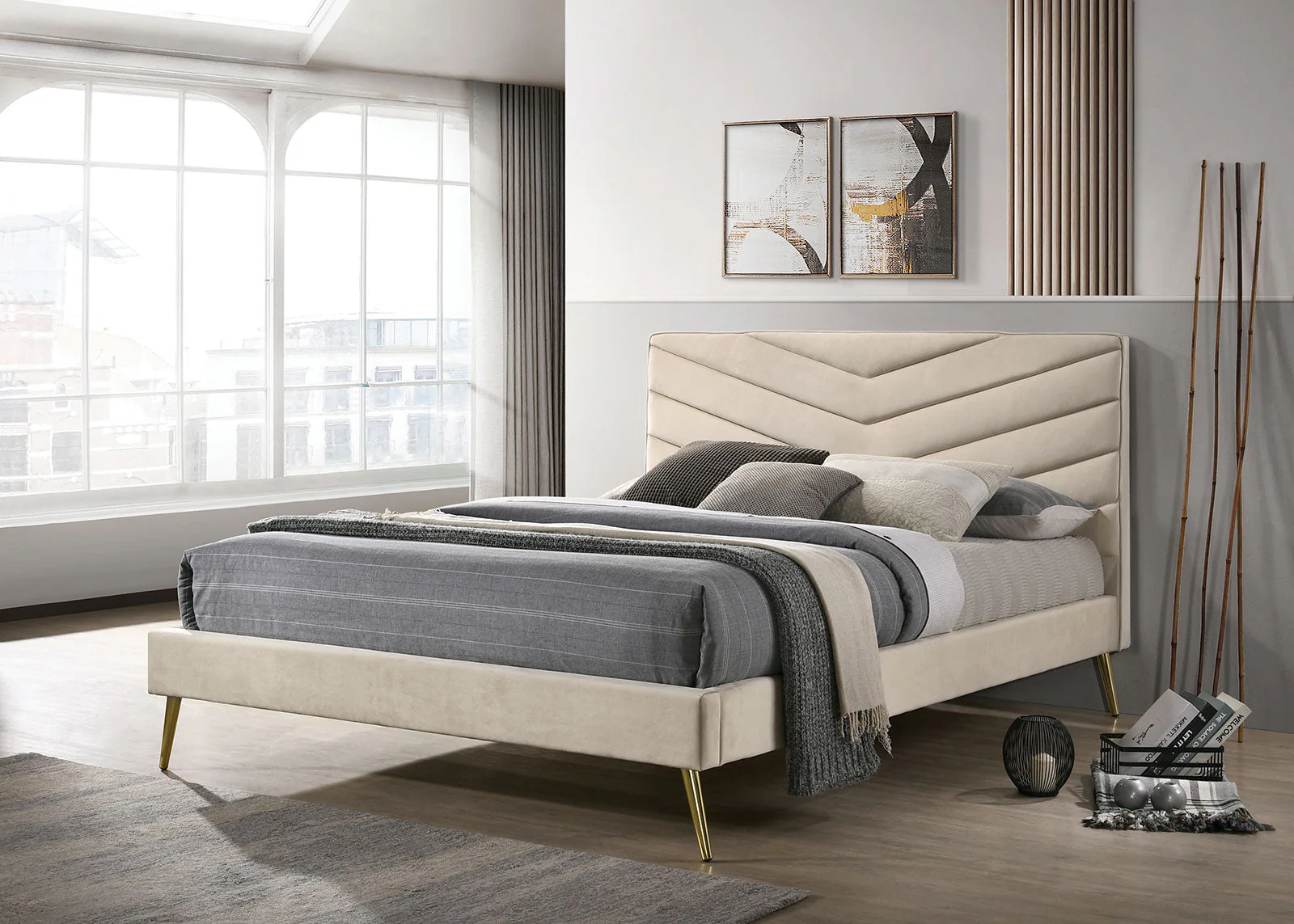 Vivar Beige Queen Bed