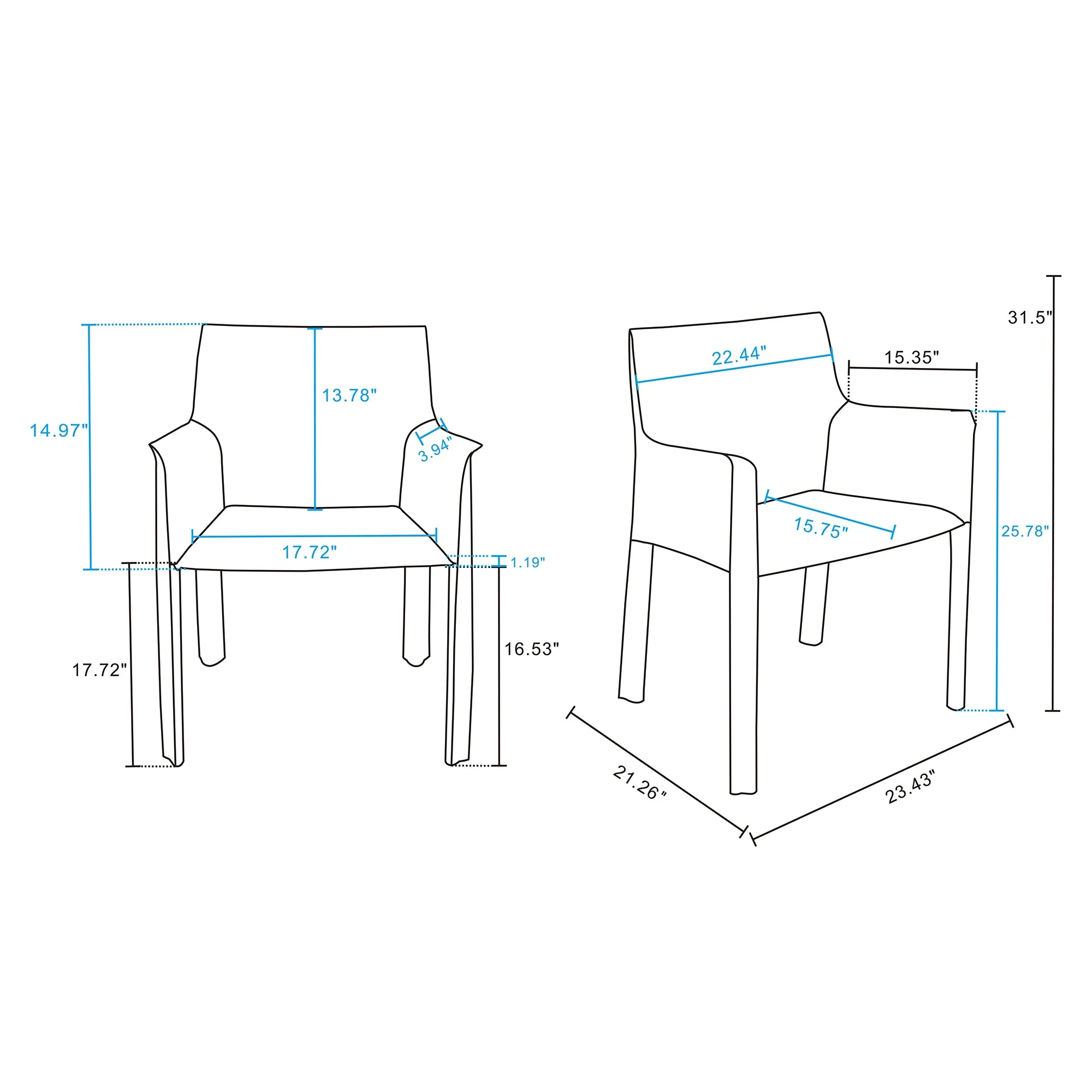 Vogue Arm Chair in Clay (set of 2) - Image 3