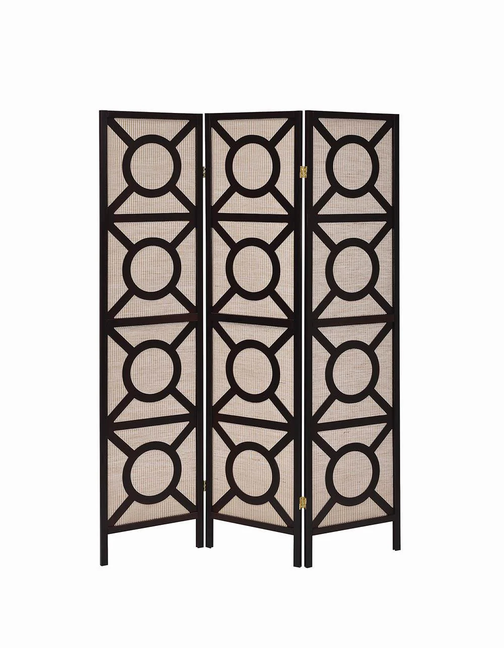 Vulcan Tan/Cappuccino 3-Panel Geometric Folding Screen - Image 5