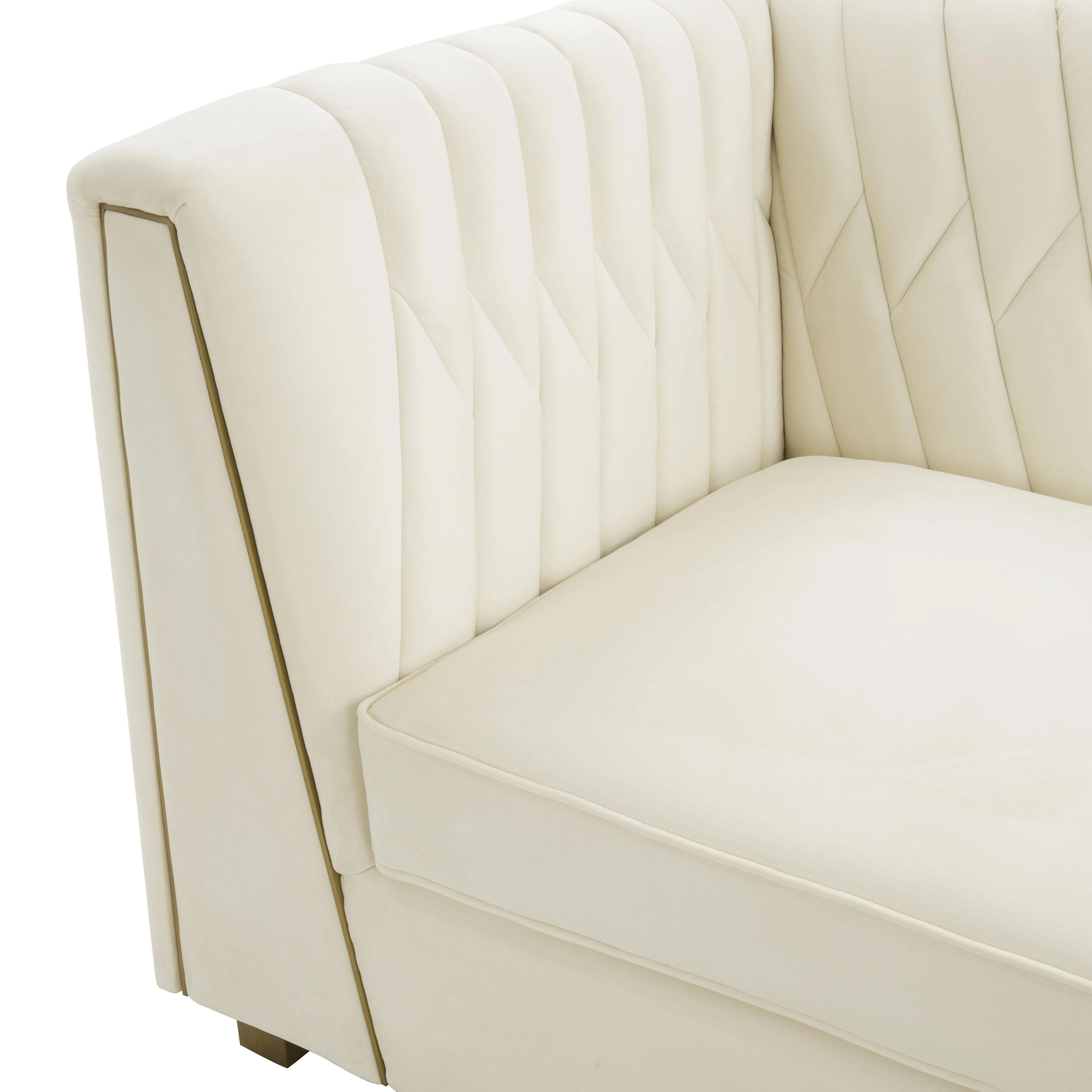 Wafa Cream Velvet Sofa by Inspire Me! Home Decor - Image 4