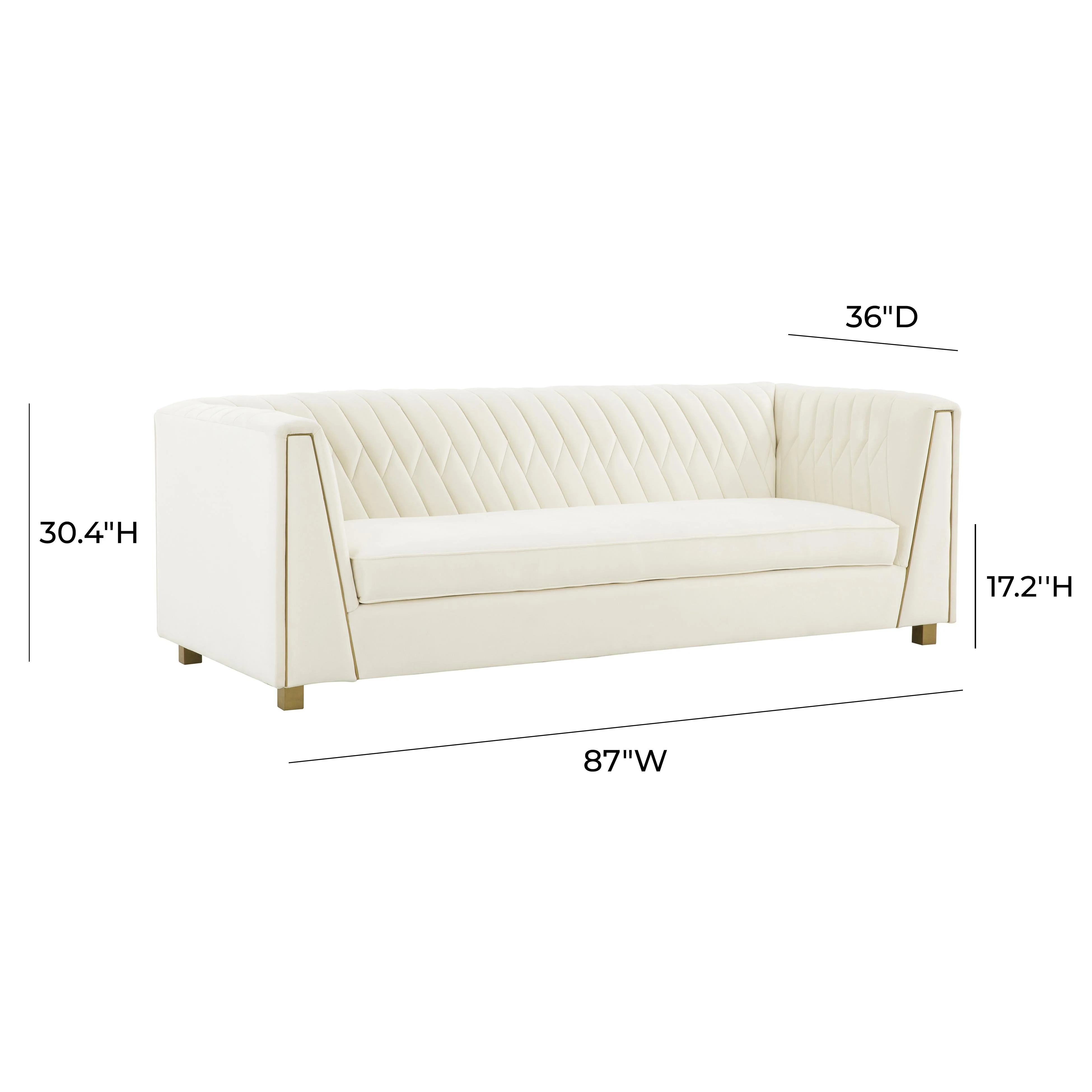 Wafa Cream Velvet Sofa by Inspire Me! Home Decor - Image 5