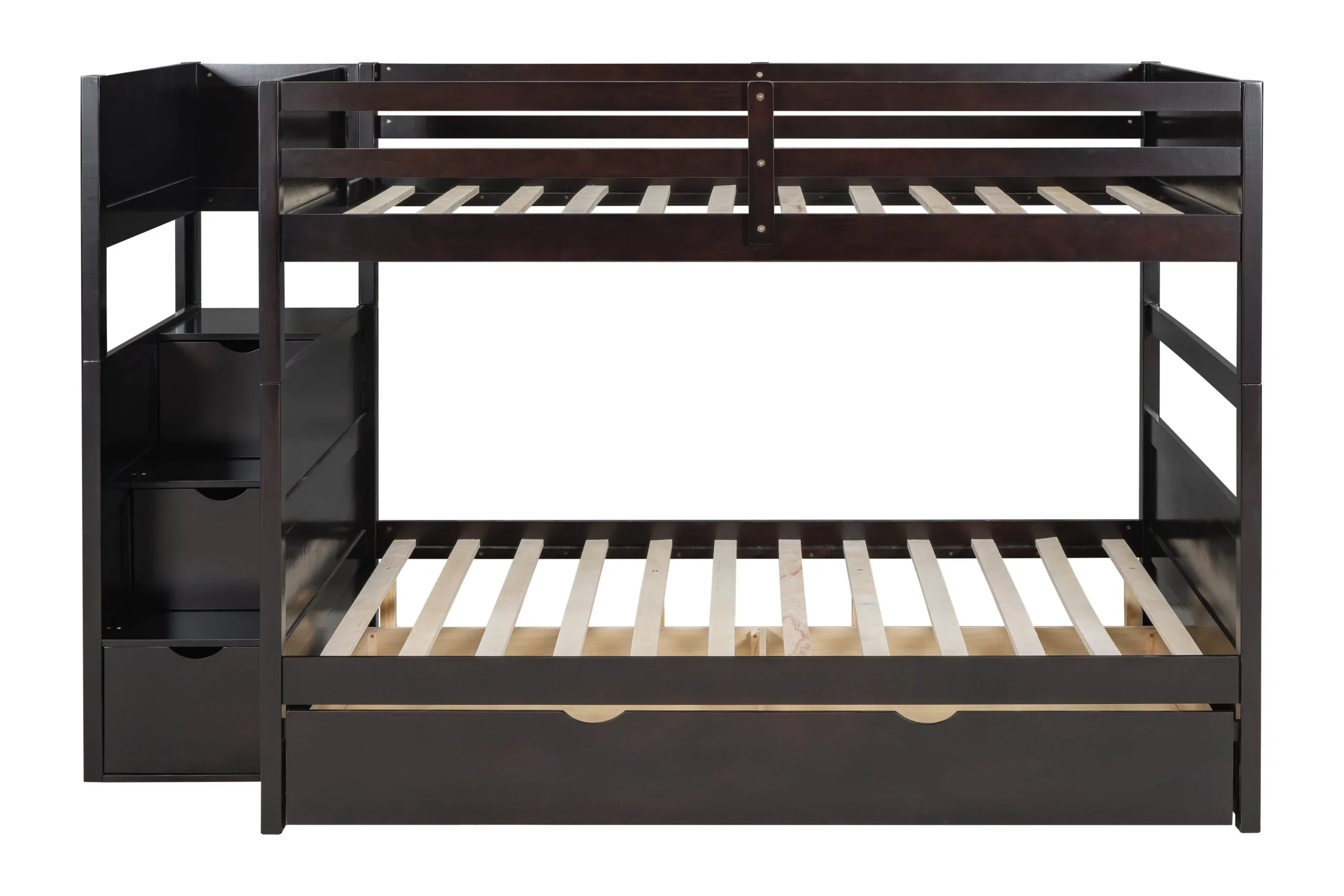 Walker Brown Full Bunk Bed w/Twin Trundle with Staircase Storage - Image 2