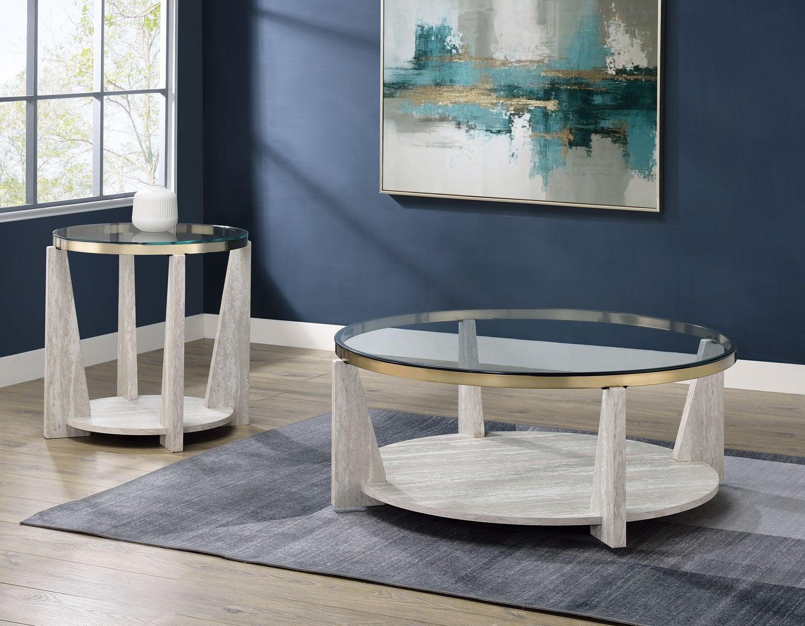 Wanda 3-Piece Glass Top Table Set (Castered Coffee Table & 2 End Tables)