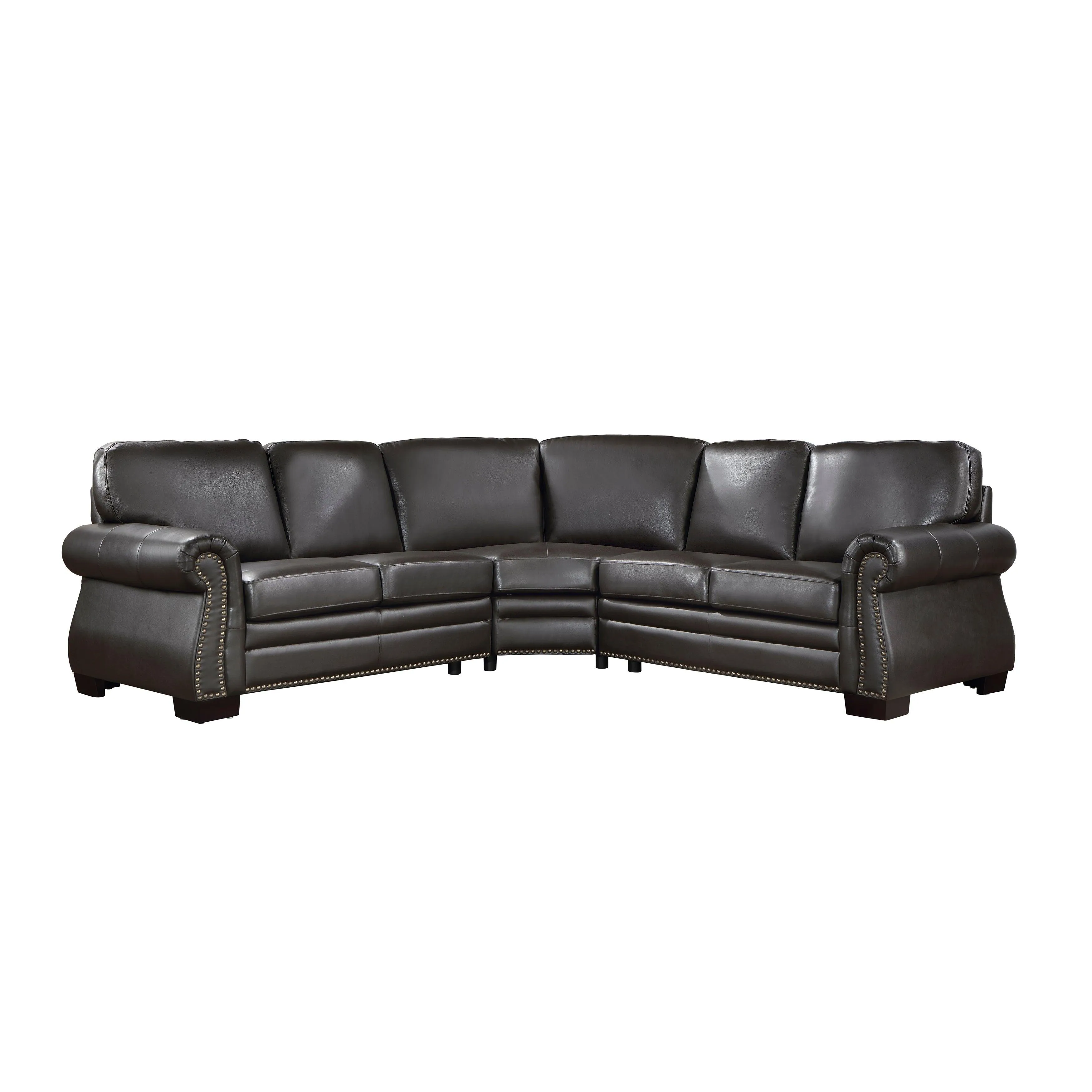 Wareham Dark Brown Leather 3-Piece Sectional - Image 2