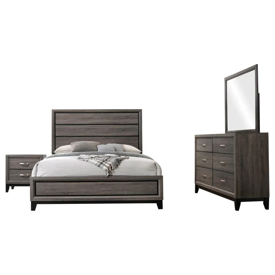 Watson Gray Oak/Black 4-Piece Queen Bedroom Set - Image 2