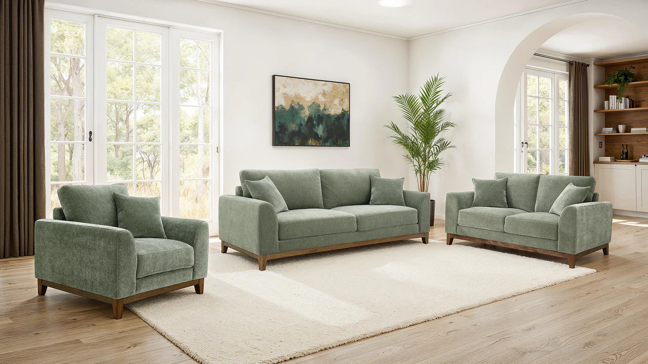 Watton Olive Green Loveseat - Image 2