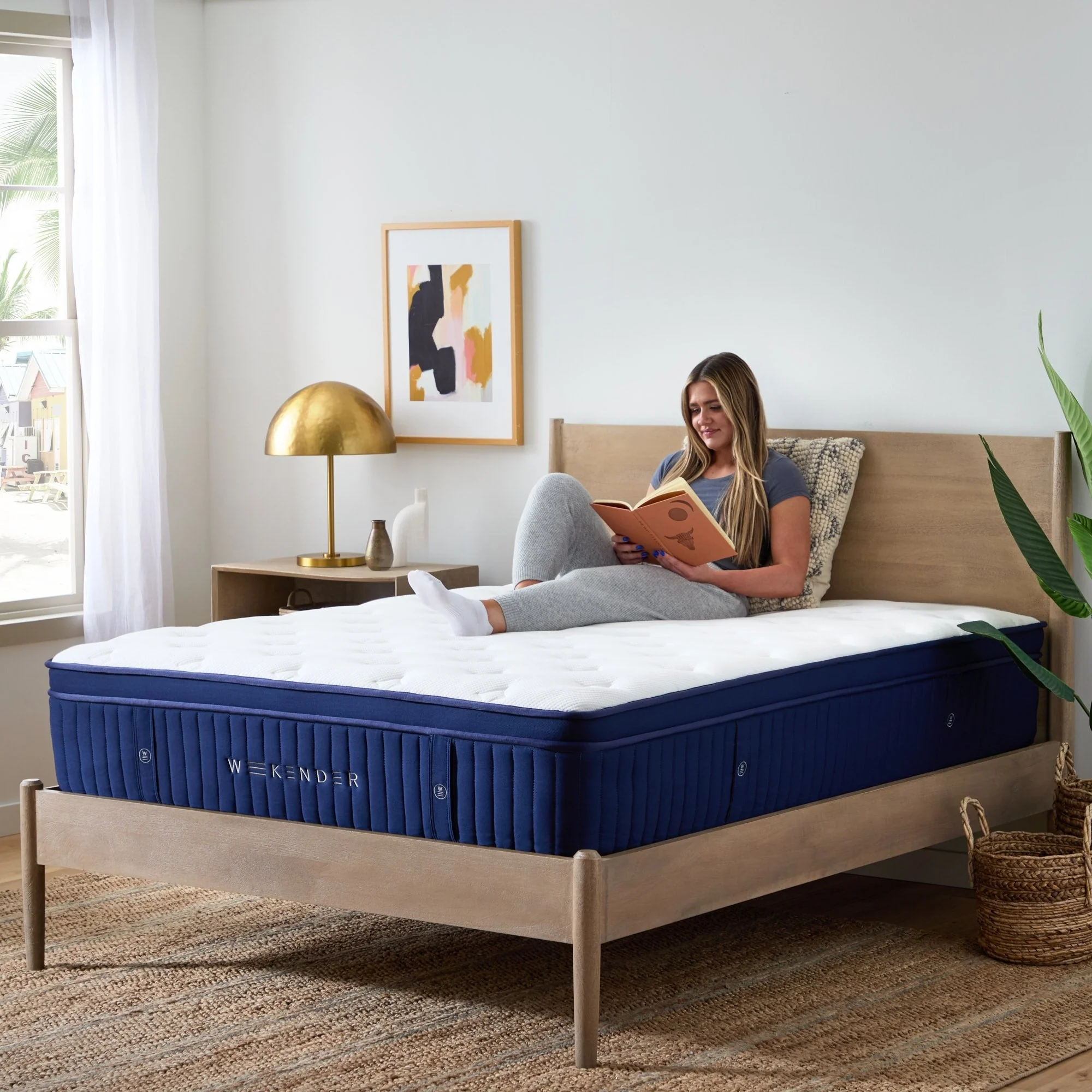 Weekender Blue/White Twin XL 13" Euro Top Hybrid Mattress - Image 8