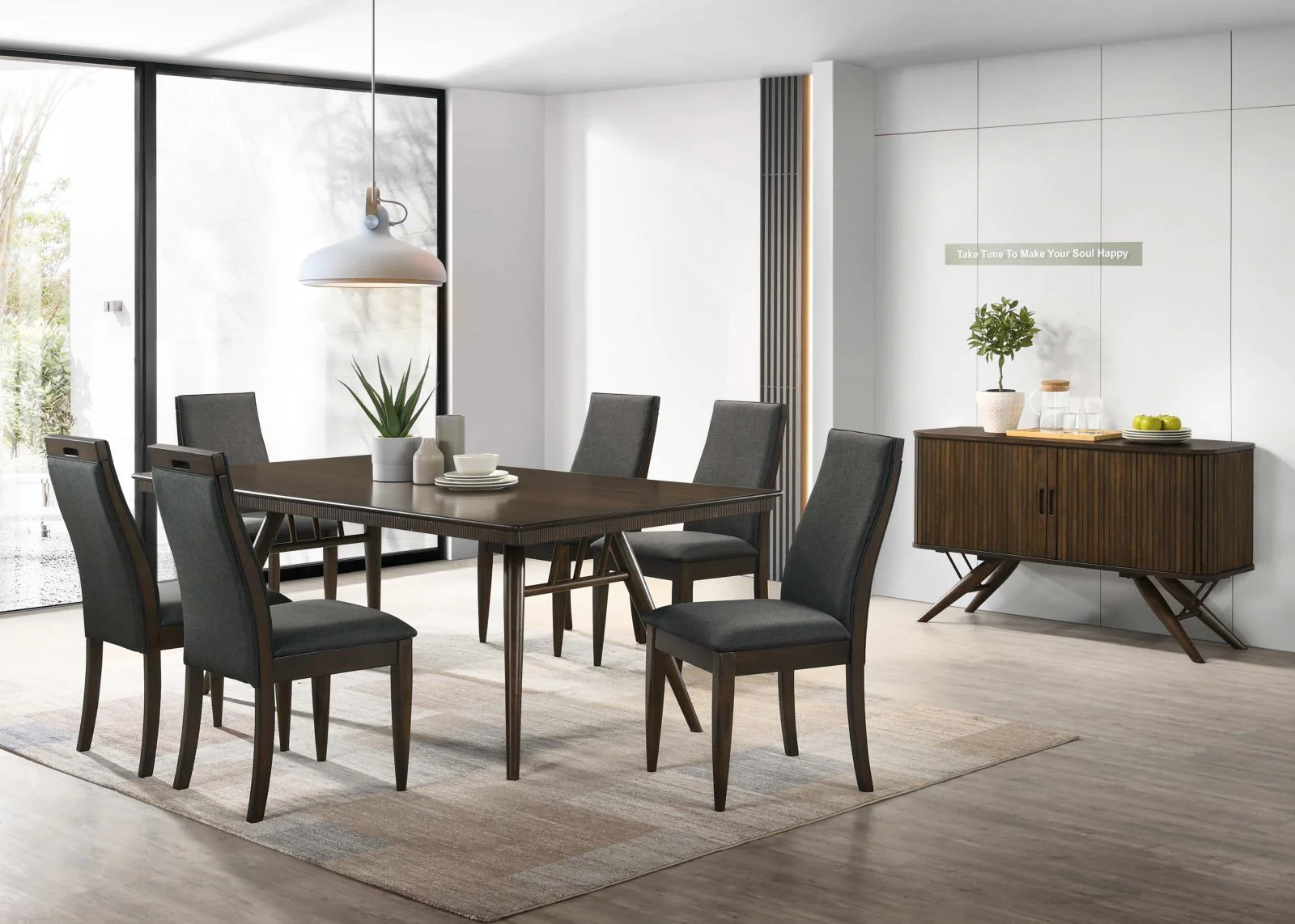 Wes Dark Walnut Rectangular Dining Table - Image 2