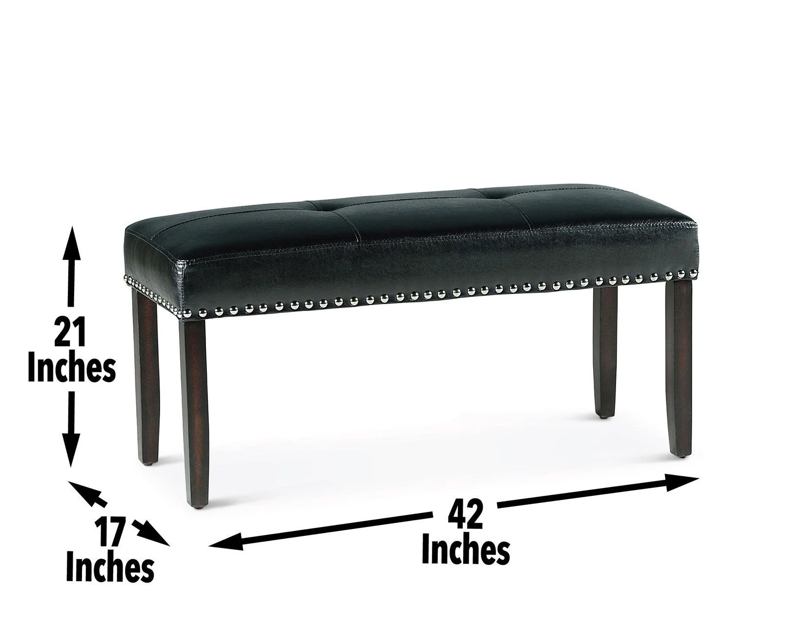 Westby Black PU Dining Bench w/Nailhead - Image 3