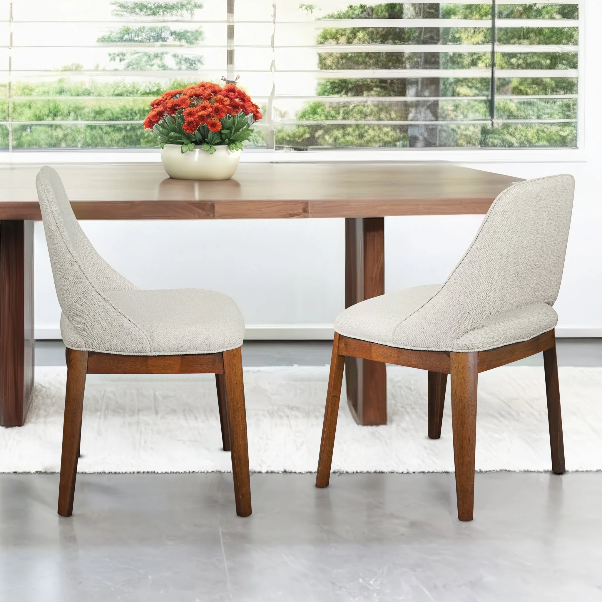 Weston Dining Chair Set of 2 - Beige Linen - Image 2