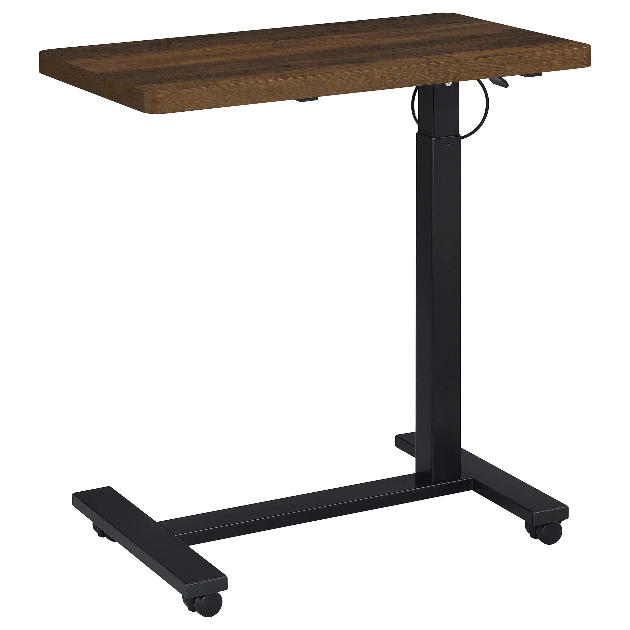 Westpark Dark Pine Pneumatic Adjustable C-Shape Side Table with Casters - Image 9