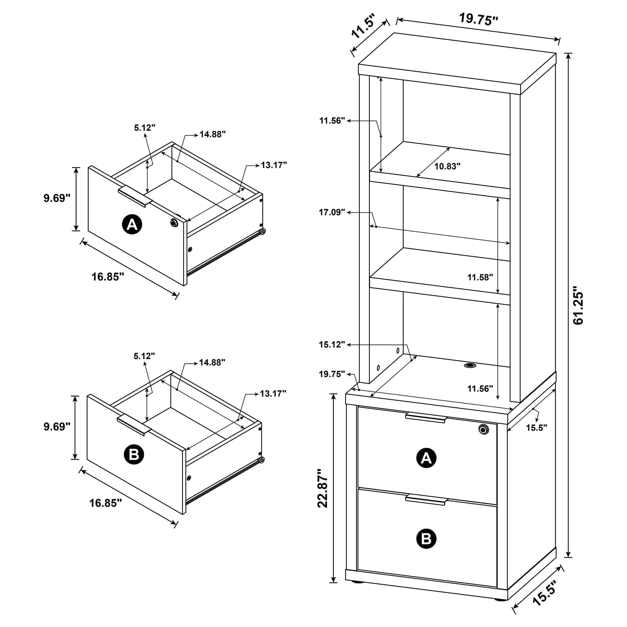 Westpark Mango 3-Piece Wall Unit Bookcase Set with USB - Image 13