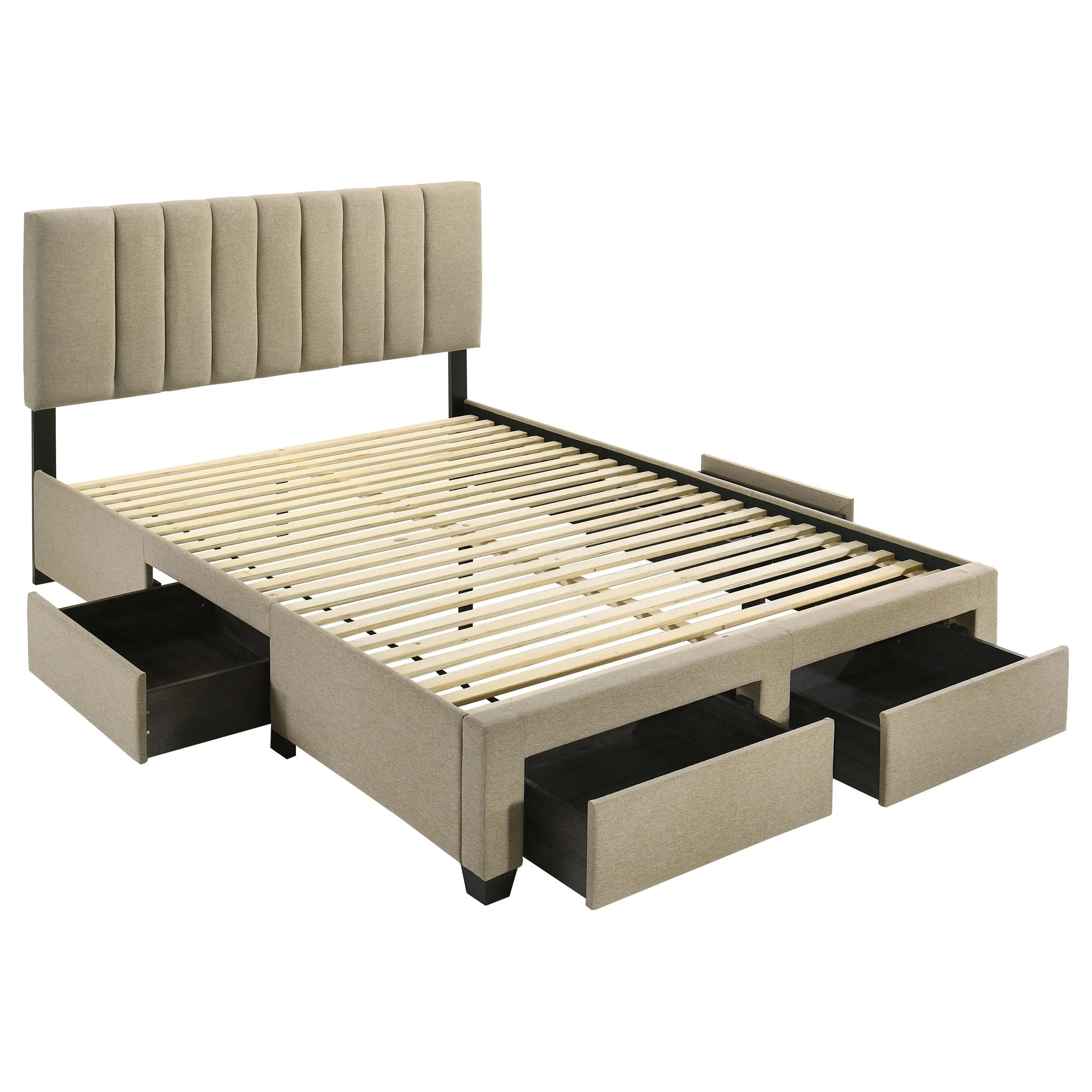 Wheatland Brown 4-Drawer Upholstered Eastern King Storage Bed - Image 5