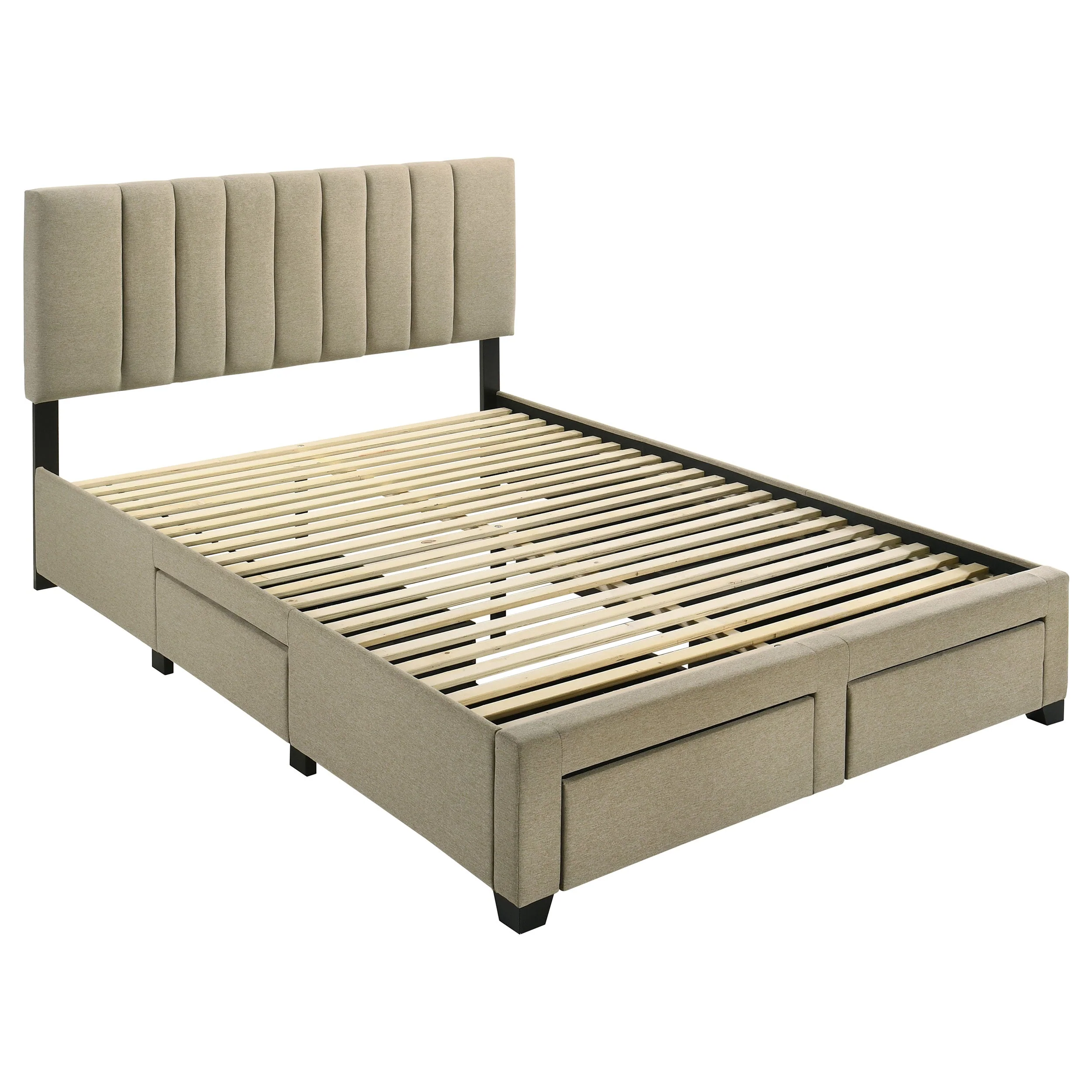 Wheatland Light Brown 4-drawer Upholstered Queen Storage Bed - Image 4