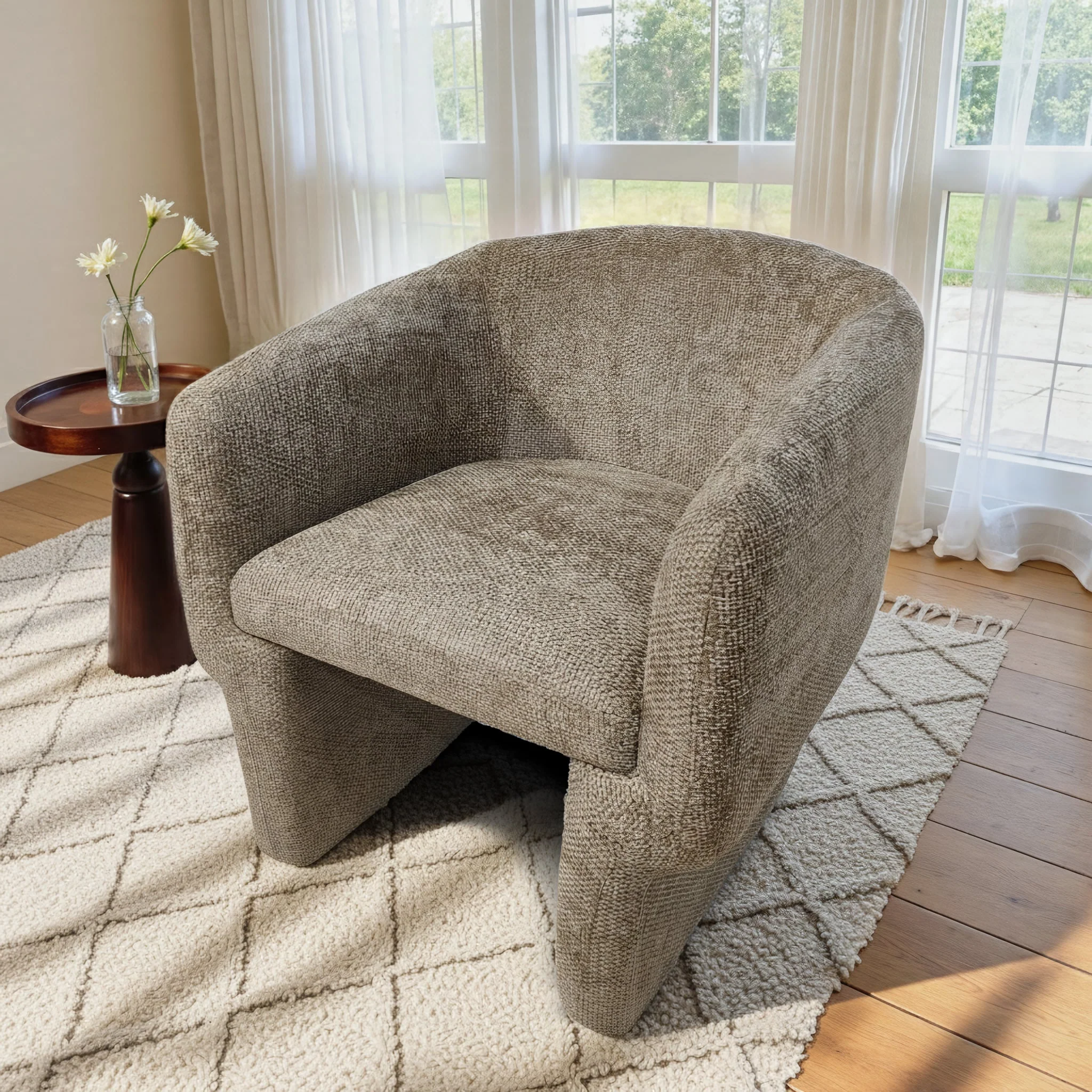 Wichita Light Brown Chenille Lounge Chair - Image 3
