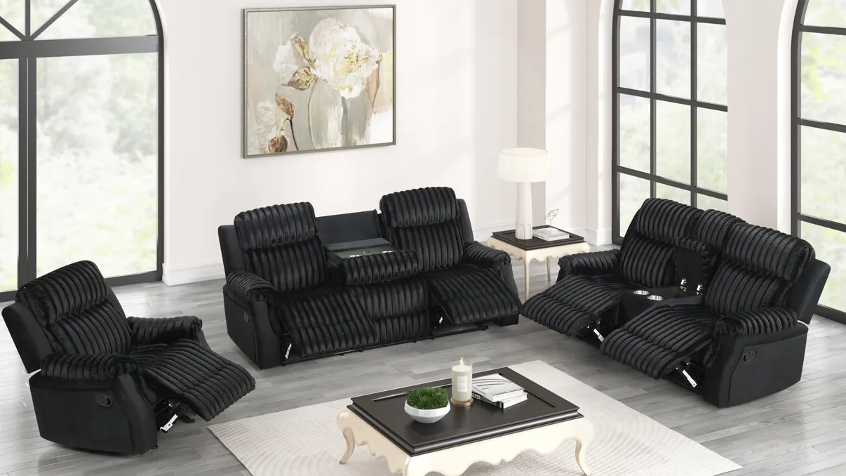 Willow Black 3-Piece Reclining Living Room Set [Special Price] - Image 2
