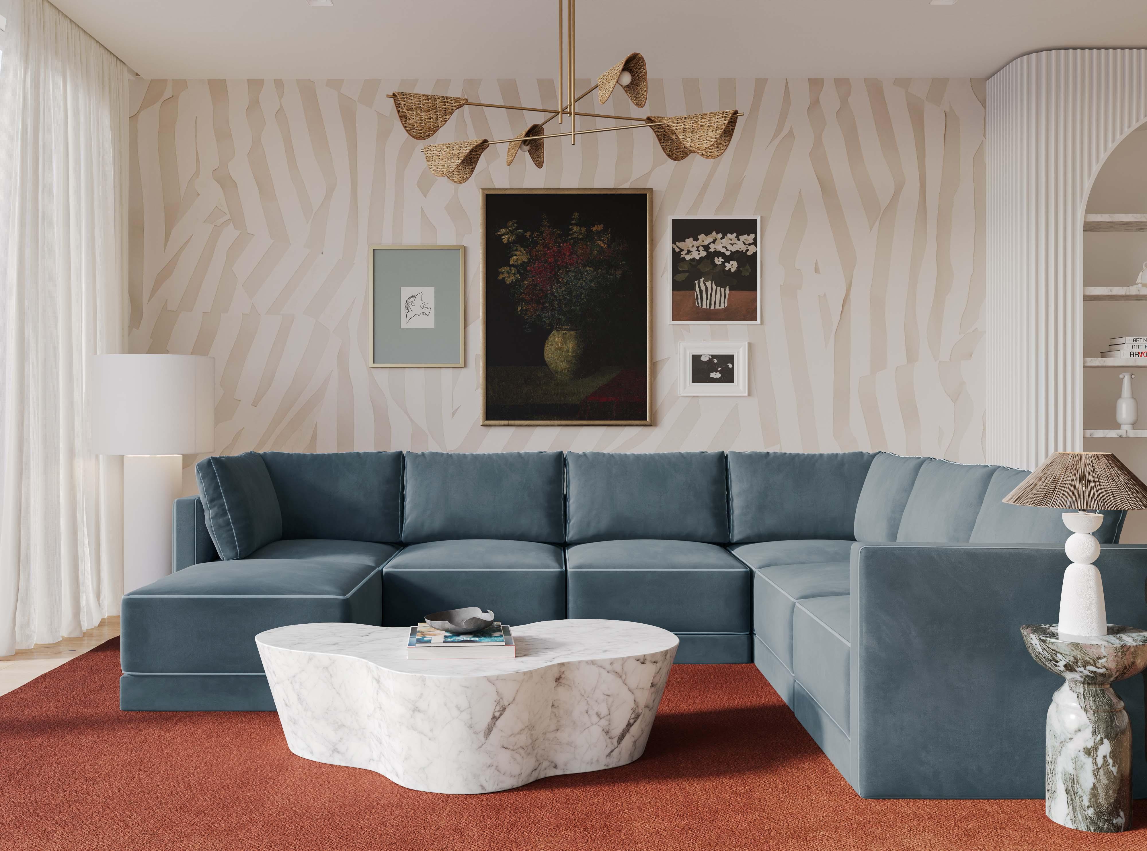 Willow Velvet Modular Large Chaise Sectional - Image 7